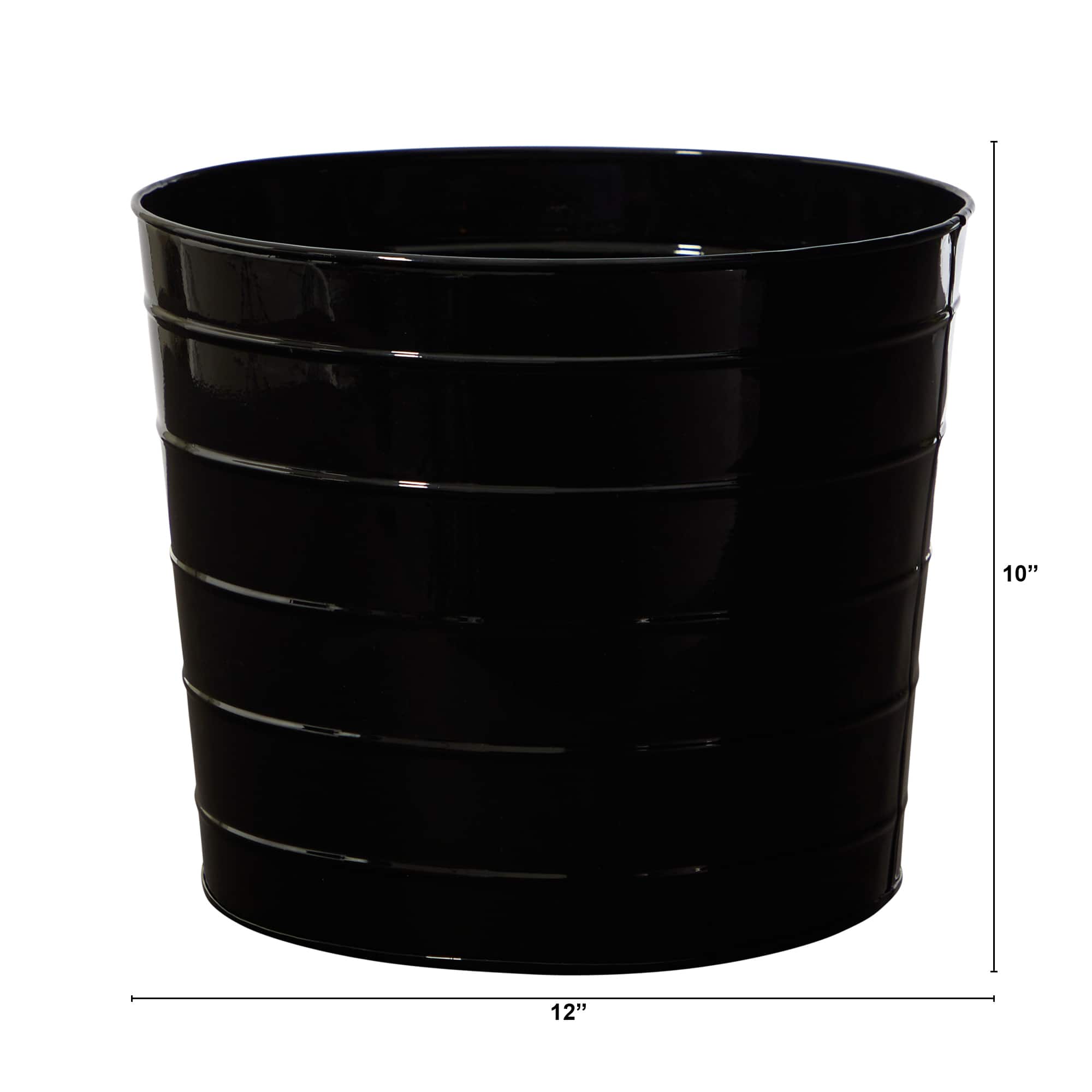 10&#x22; Farmhouse Black Metal Ribbed Planter