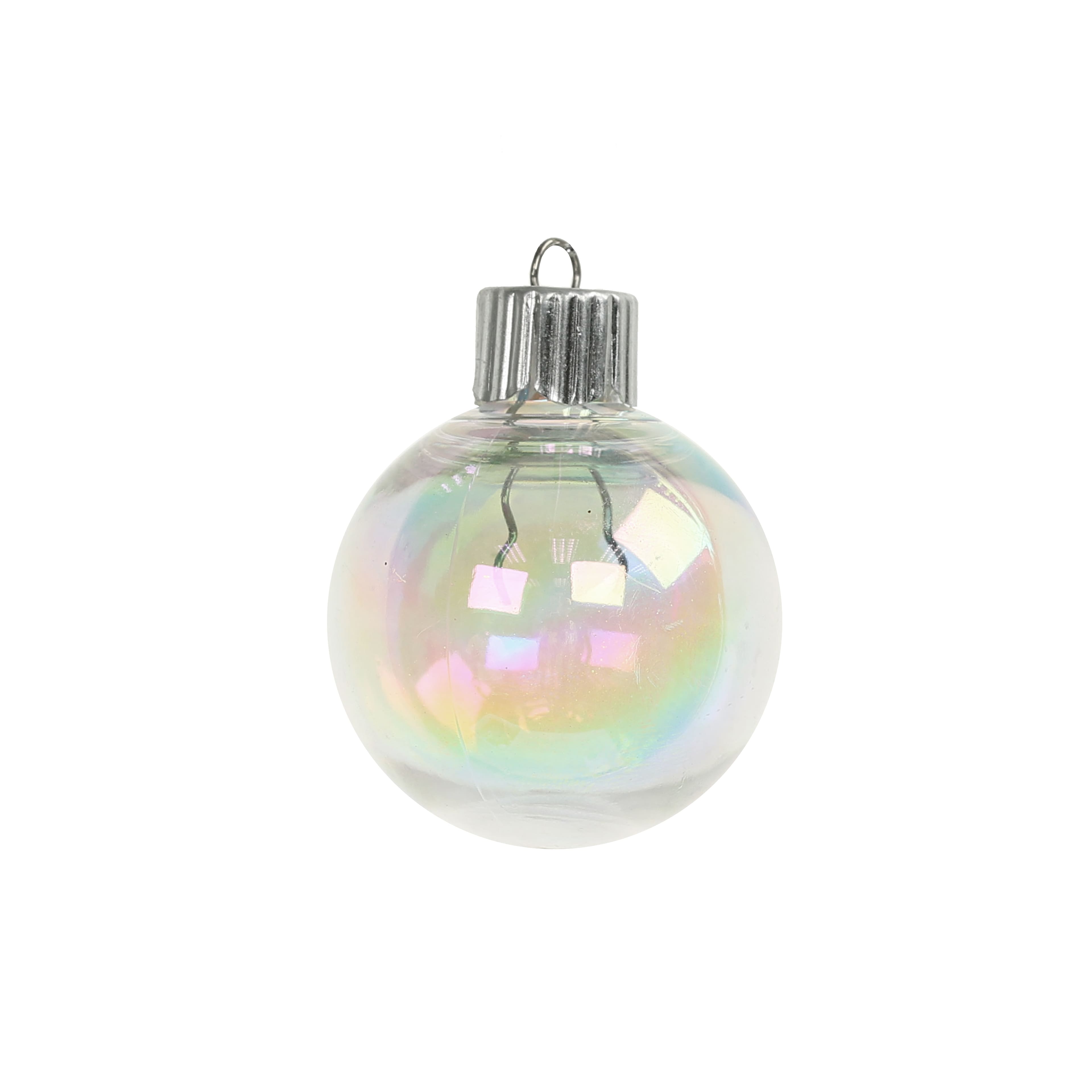 16 Pack 1.5&#x22; Clear Iridescent DIY Plastic Ball Ornaments by Make Market&#xAE;