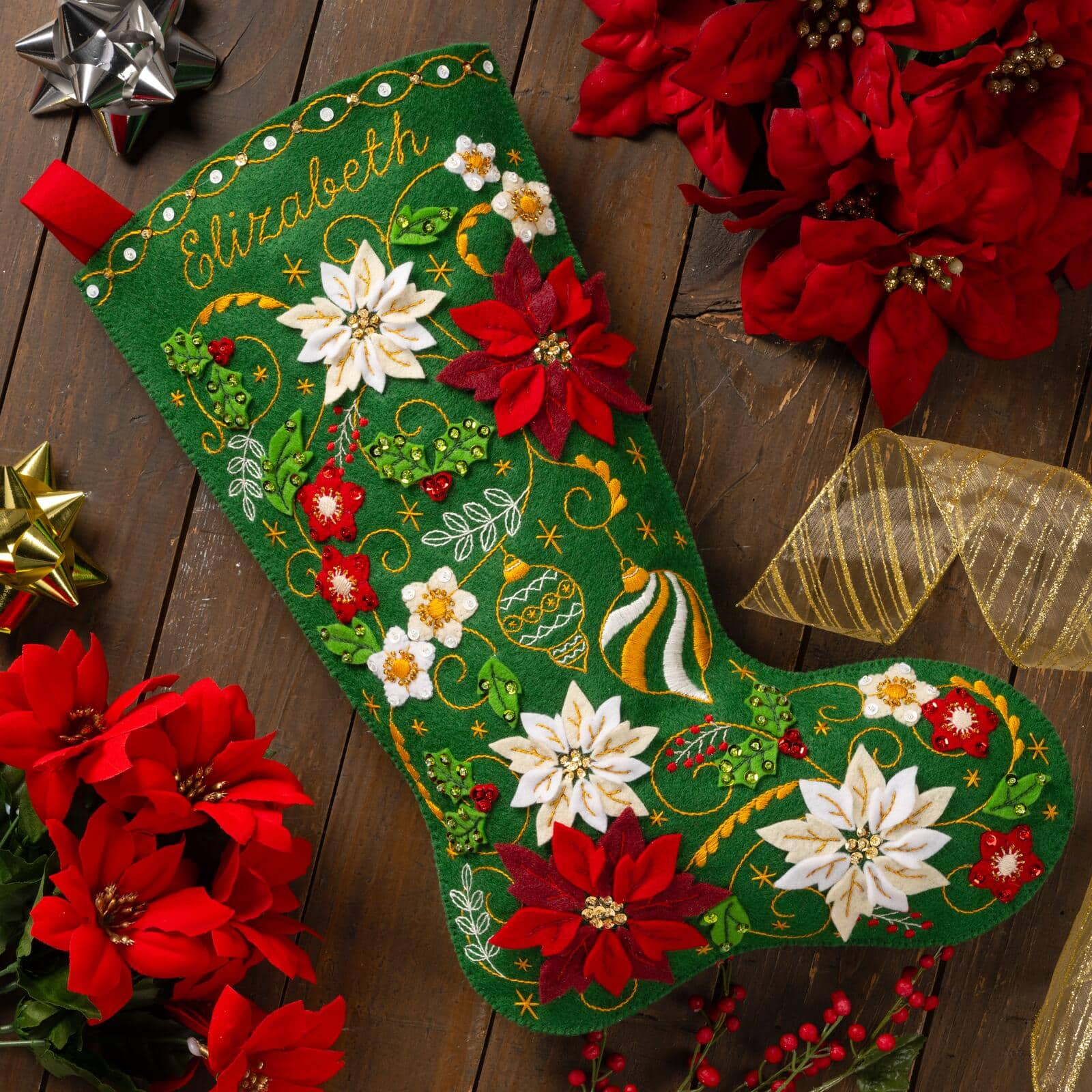 Bucilla&#xAE; Poinsettia Elegance Felt Stocking Kit