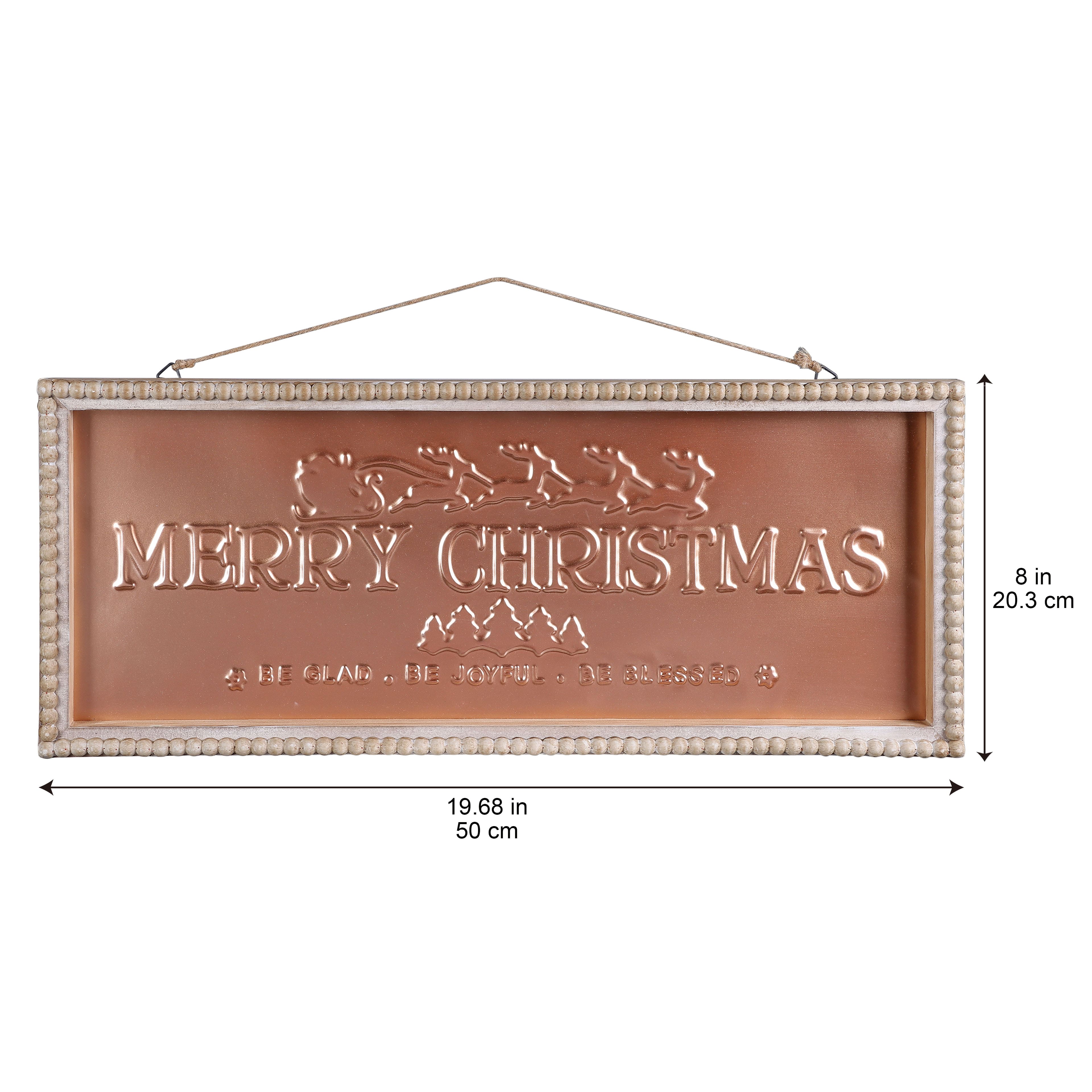 19.75&#x22; Merry Christmas Metal Wall D&#xE9;cor in Beaded Frame by Ashland&#xAE;