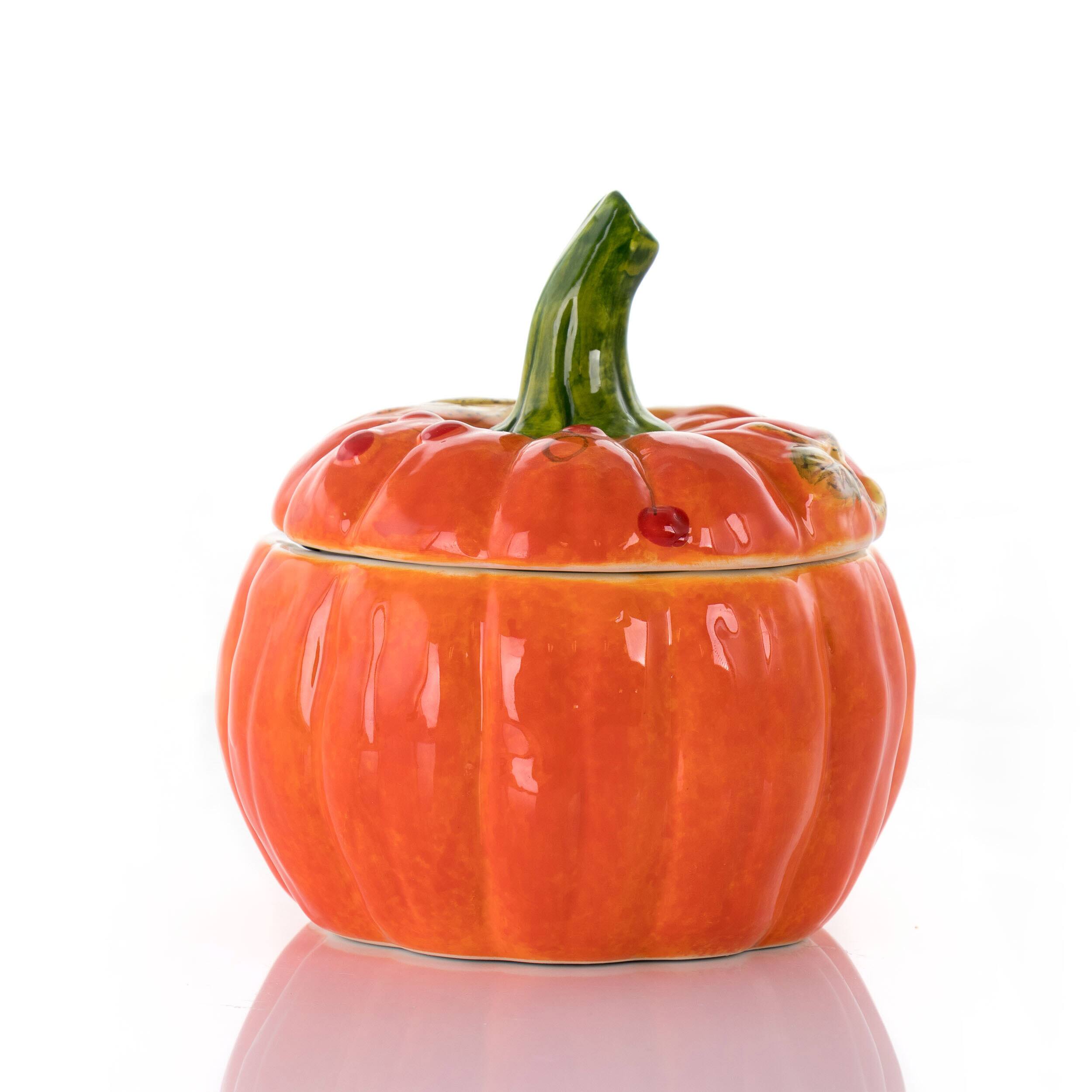 Gibson Home® Orange Stoneware Pumpkin Cookie Jar with Lid