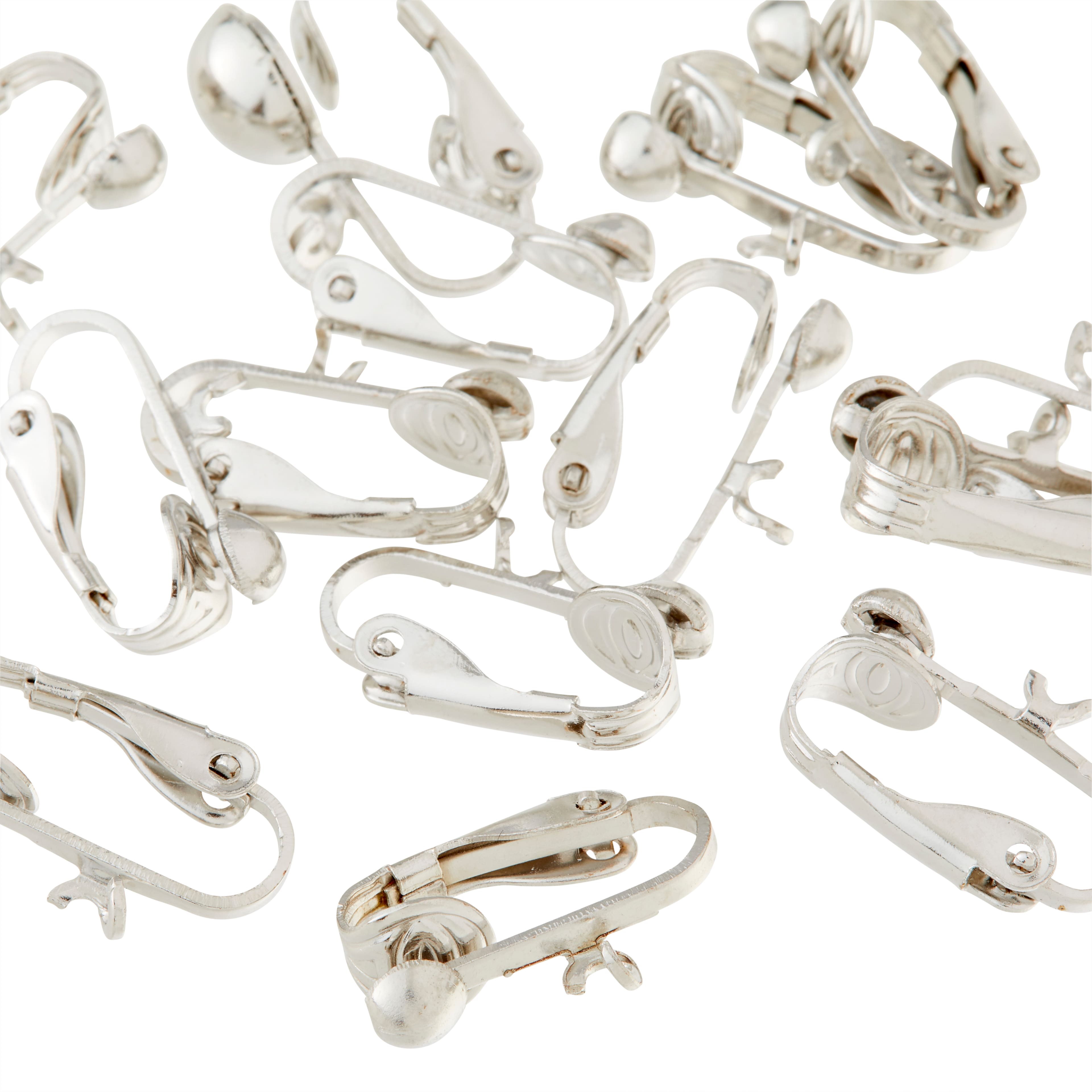 12 Packs: 14 ct. (168 total) Rhodium Clip-On Earrings with Loop by Bead Landing&#x2122;