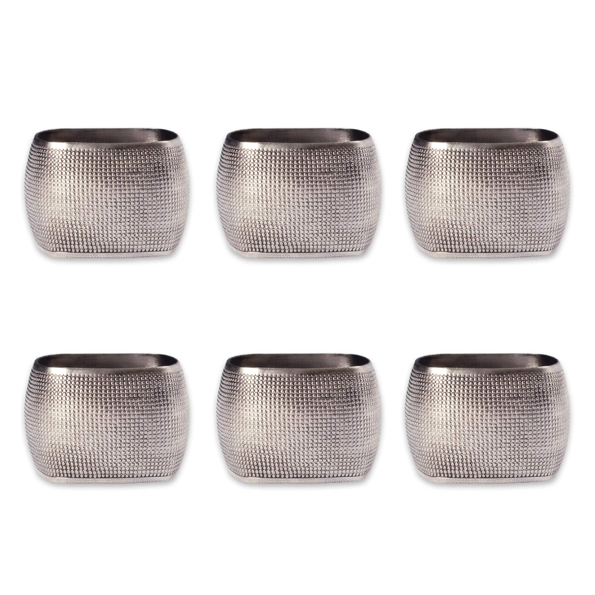 DII&#xAE; Silver Textured Square Napkin Rings, 6ct.