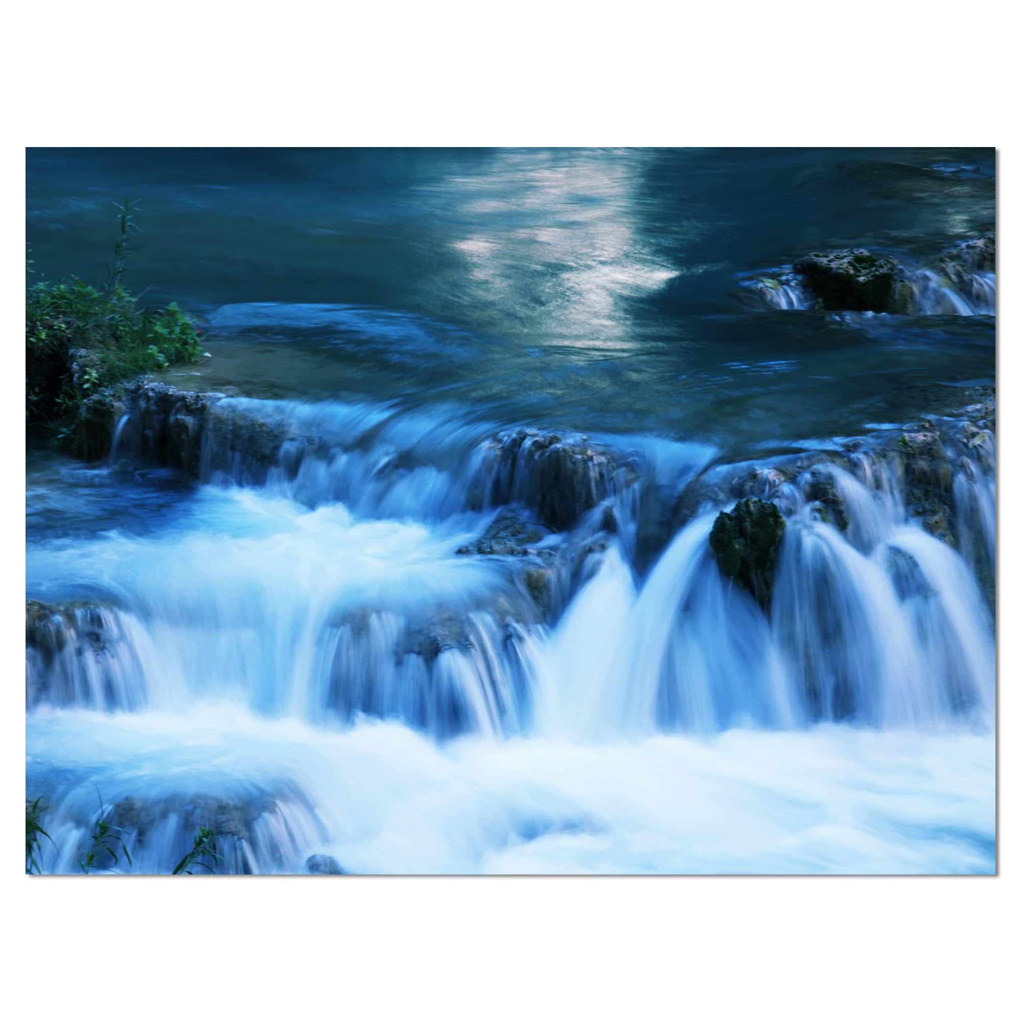 Designart - Beautiful Small Blue Waterfalls - Landscape Wall Art on Canvas