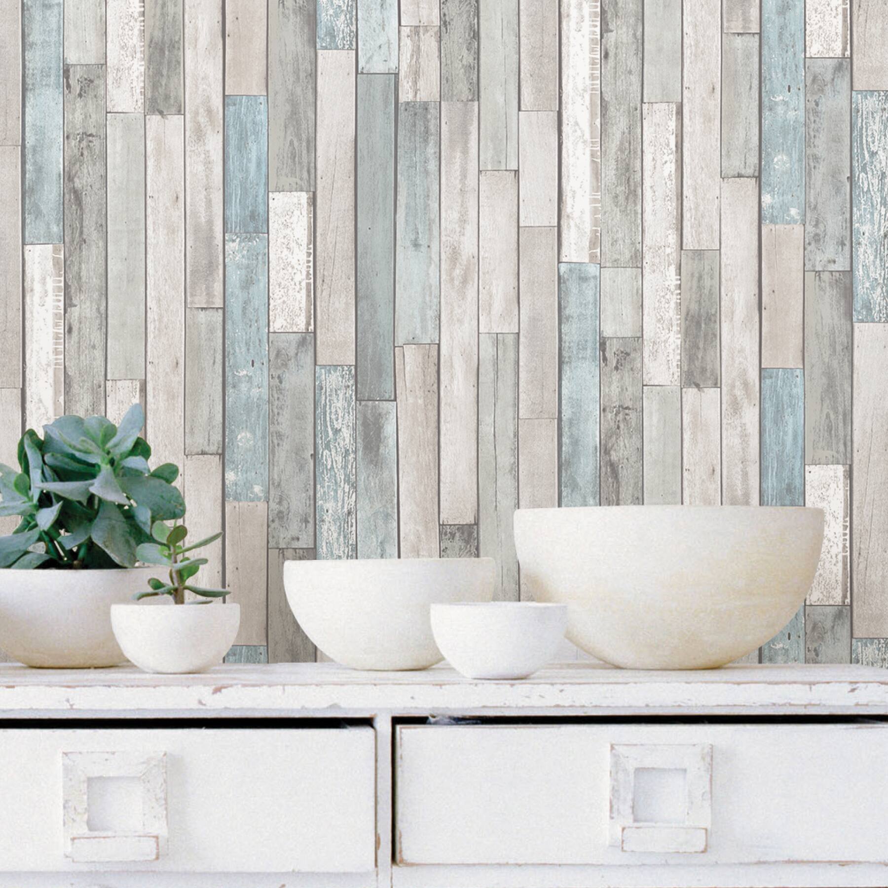 InHome Weathered Plank Shore Peel & Stick Wallpaper