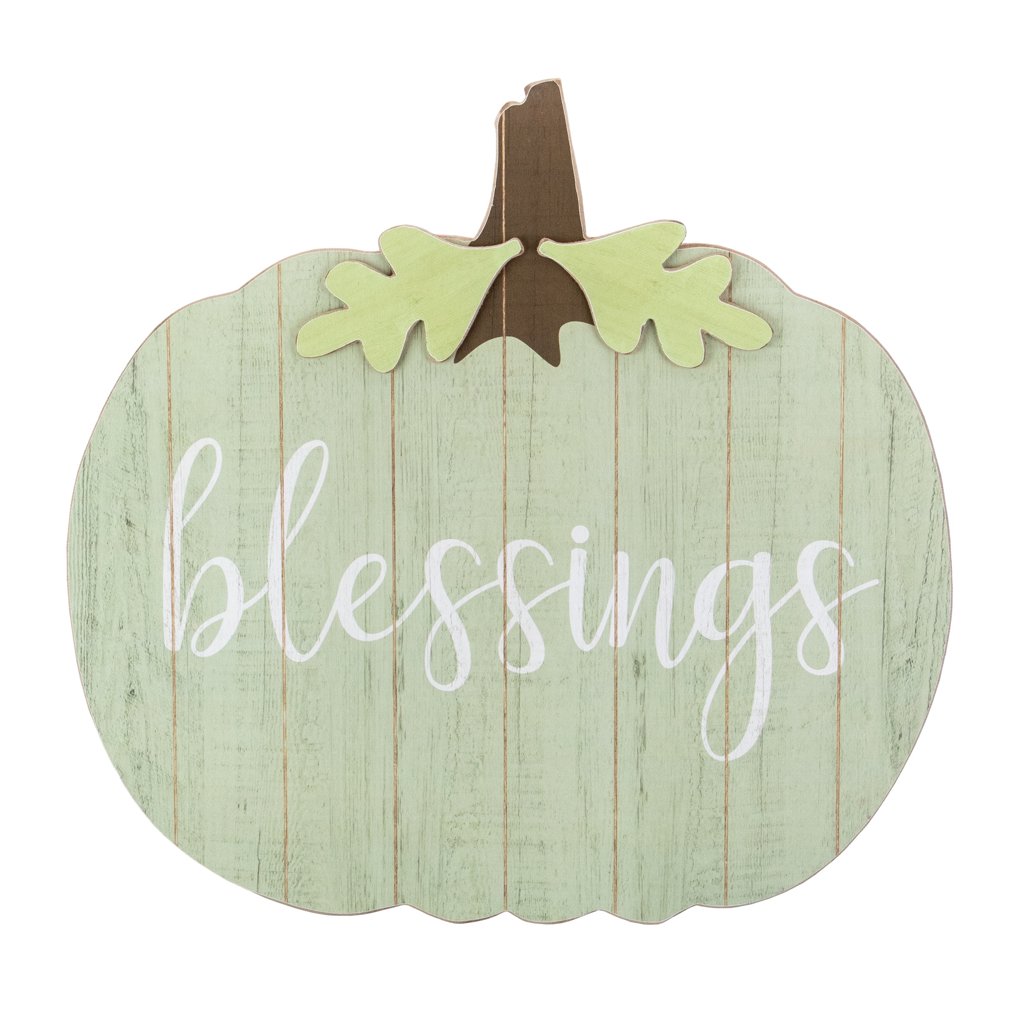 Green Wooden Blessings Pumpkin Hanging Wall Sign