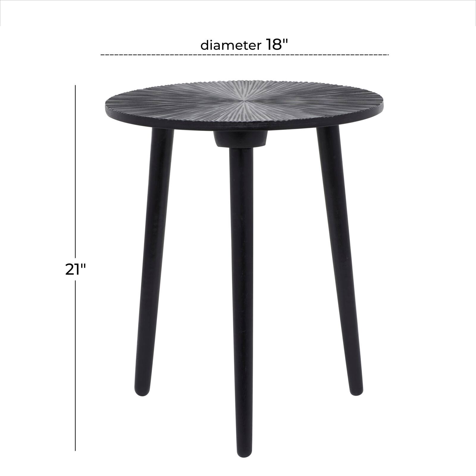 Black Mango Wood Contemporary Accent Table, 21" x 17" x 17"