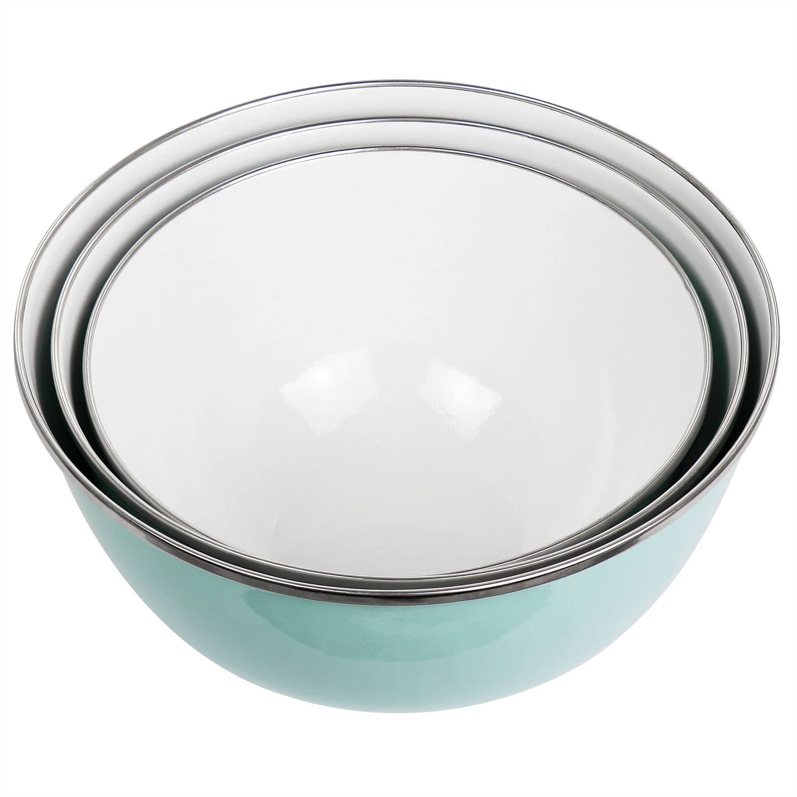 Martha Stewart Turquoise Enamel Mixing Bowl and Lid Set