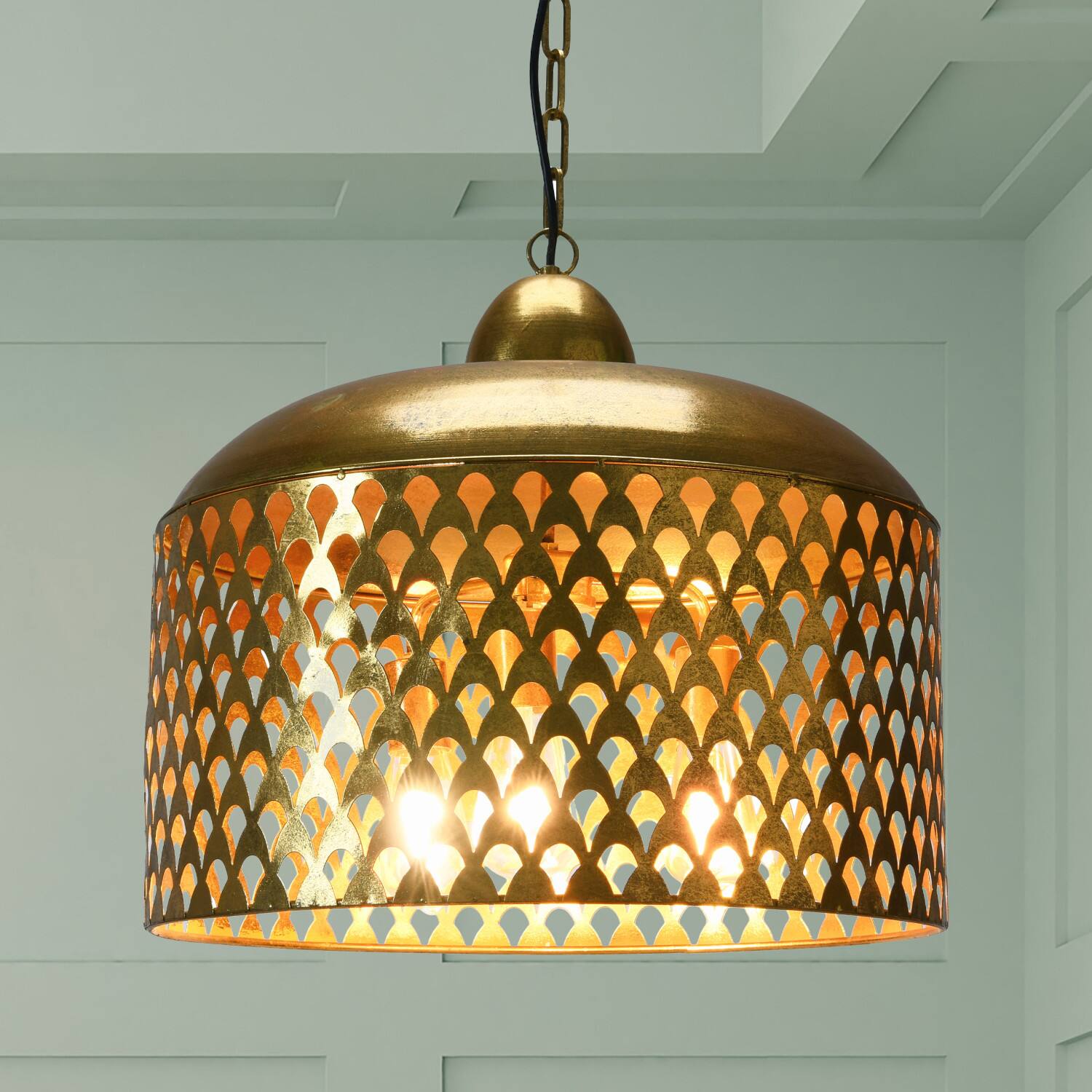 Hello Honey&#xAE; 20&#x22; Vintage Brushed Gold Metal Ceiling Light