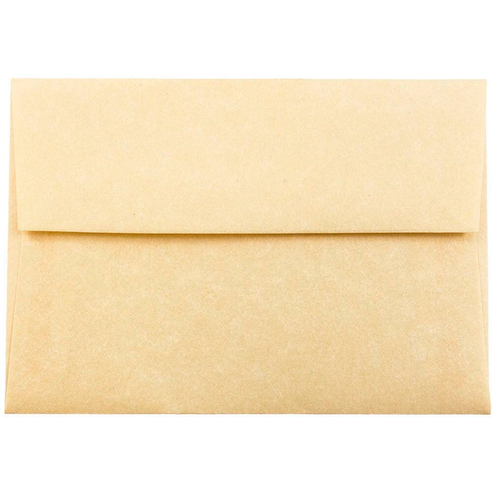 JAM Paper 5.25&#x22; x 7.25&#x22; Blank Flat Recycled Parchment Greeting Cards &#x26; Envelopes, 100ct.