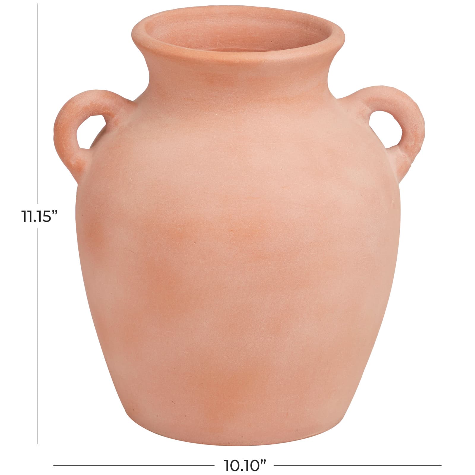 11" Orange Ceramic Terra Cotta Jug Vase with Handles