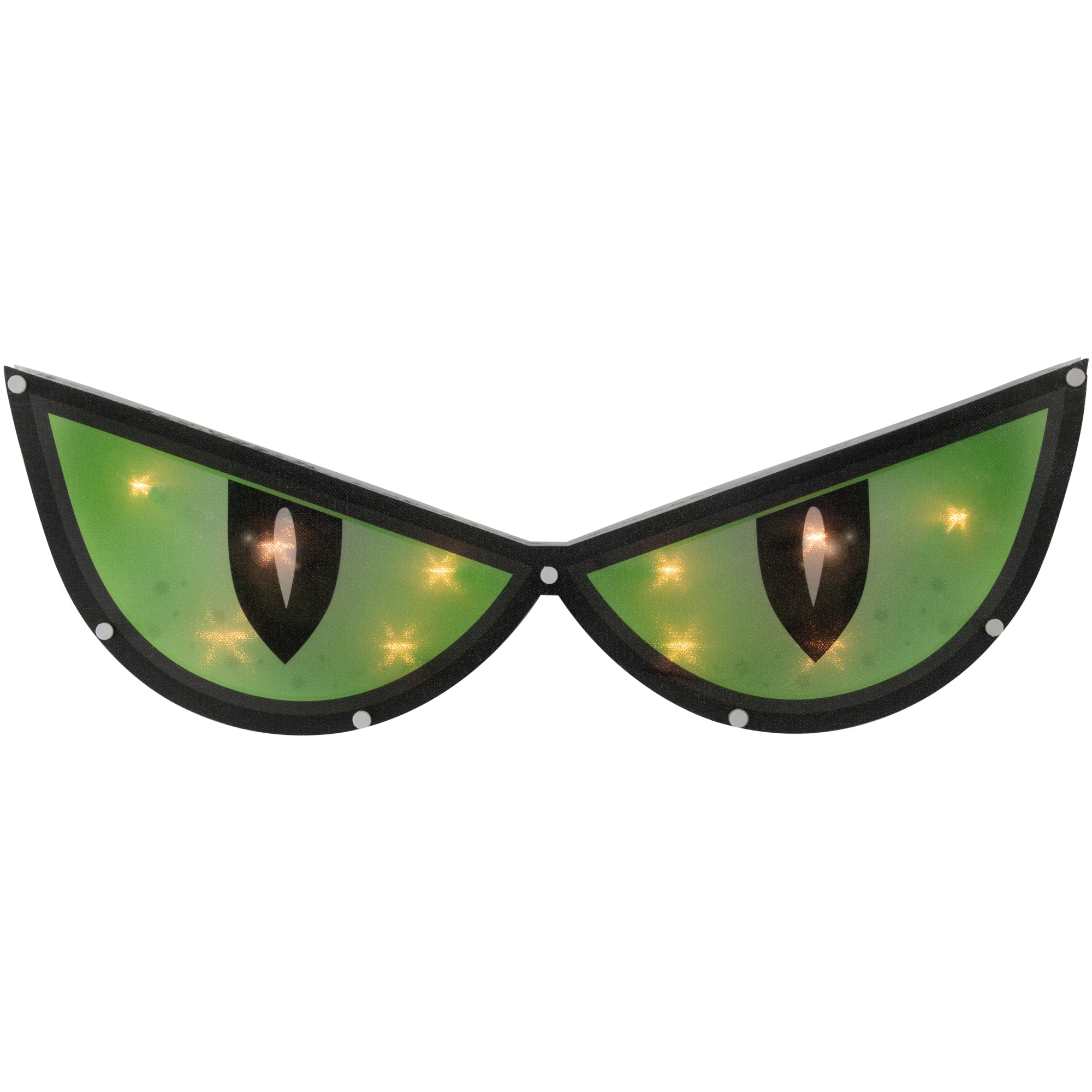 20" Lighted Green Eyes Halloween Window Silhouette Decoration
