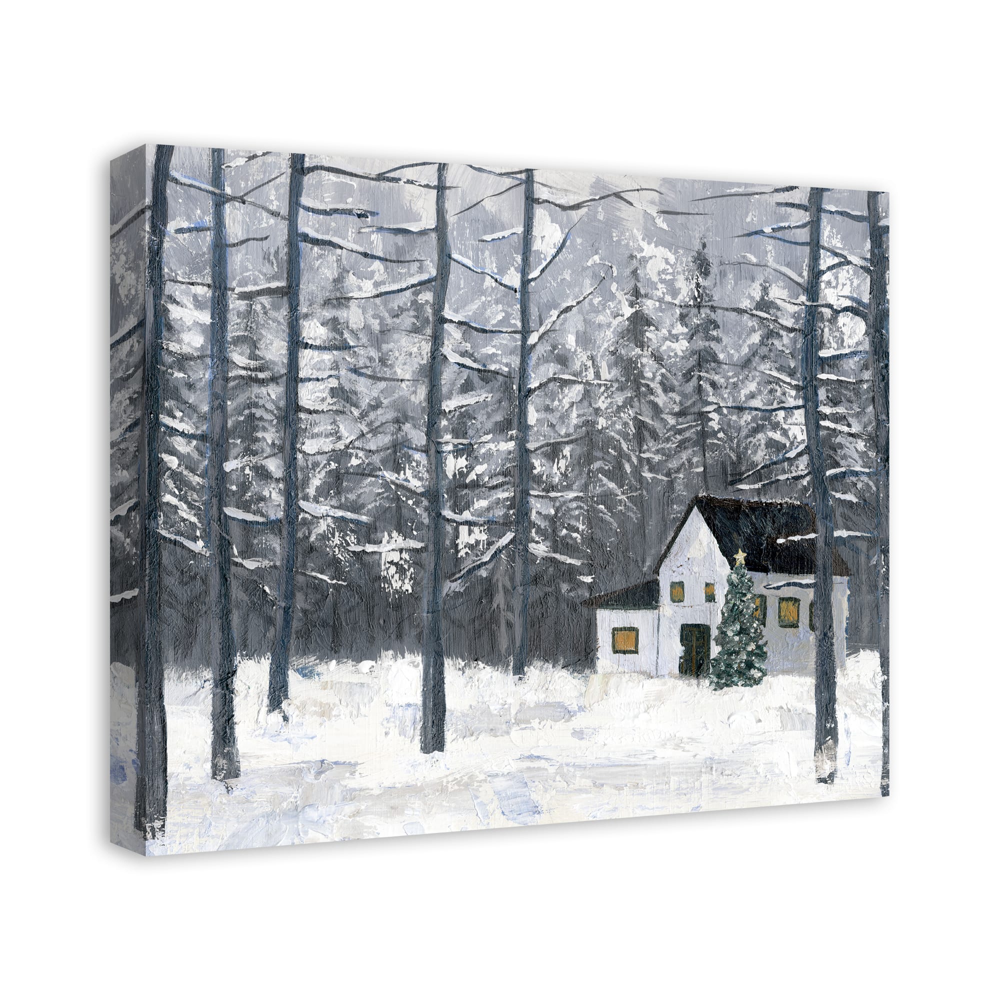 Christmas Winter Cottage Canvas Wall Art