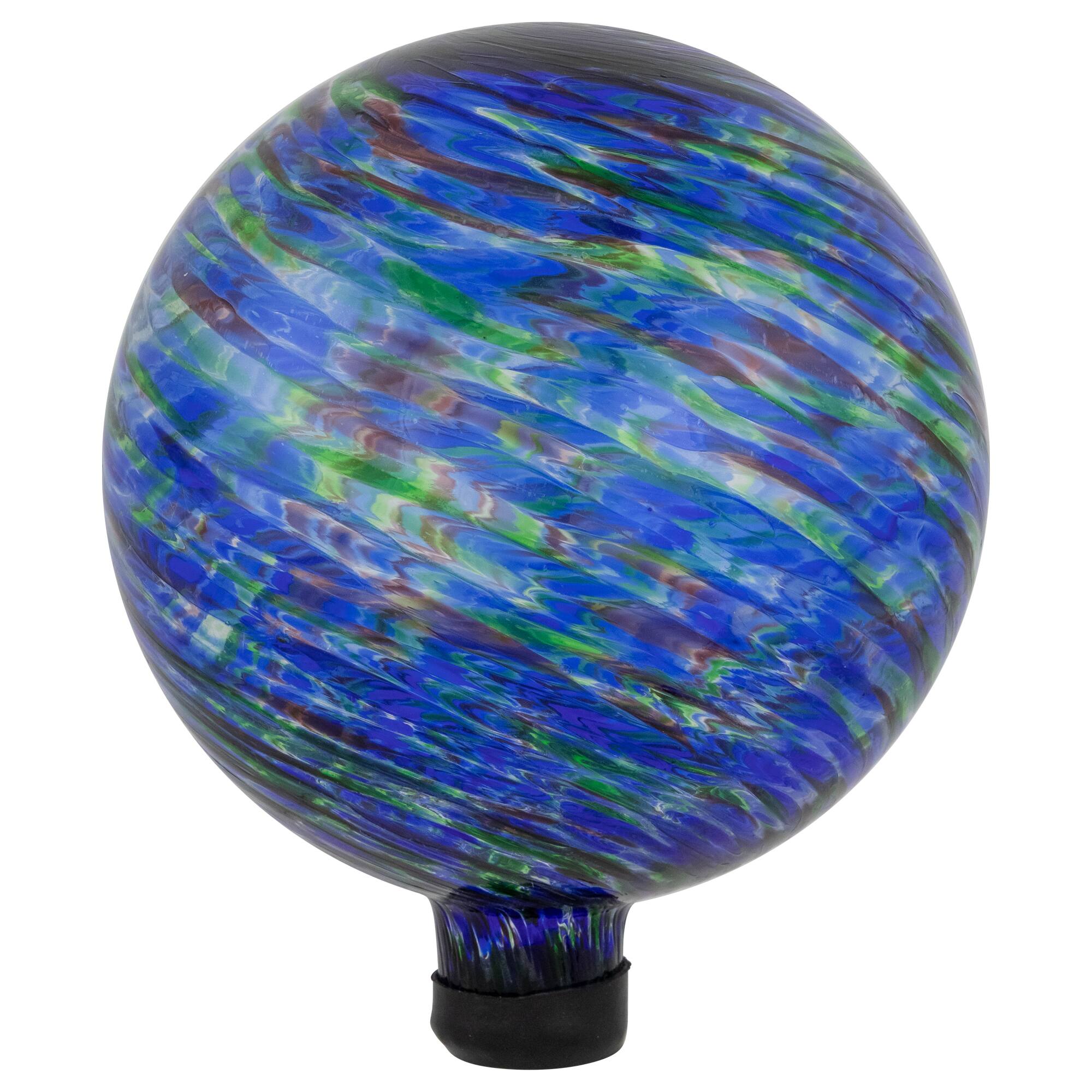 10" Blue & Green Swirl Pattern Outdoor Garden Gazing Ball