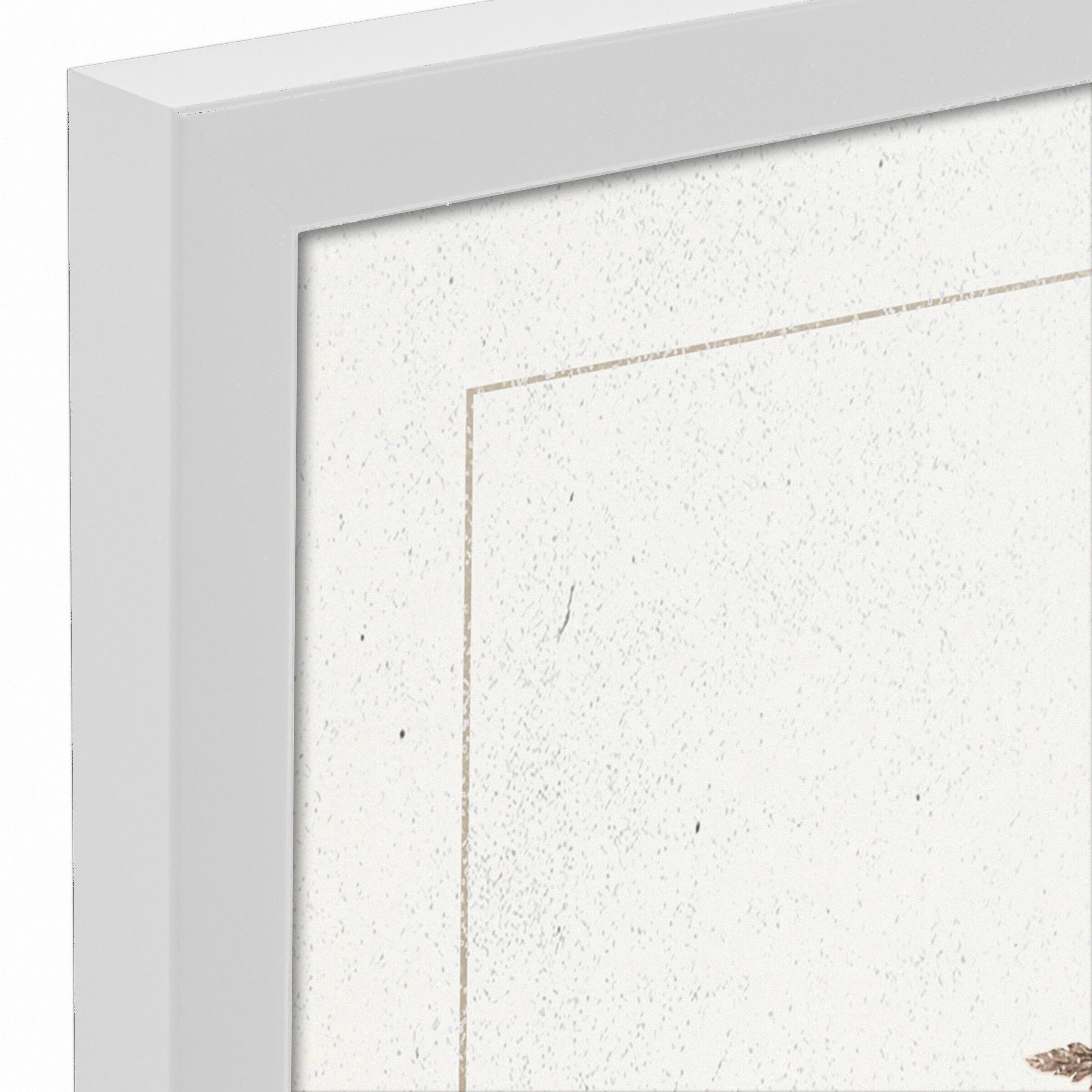 Tan Vintage Ferns I White Framed Canvas