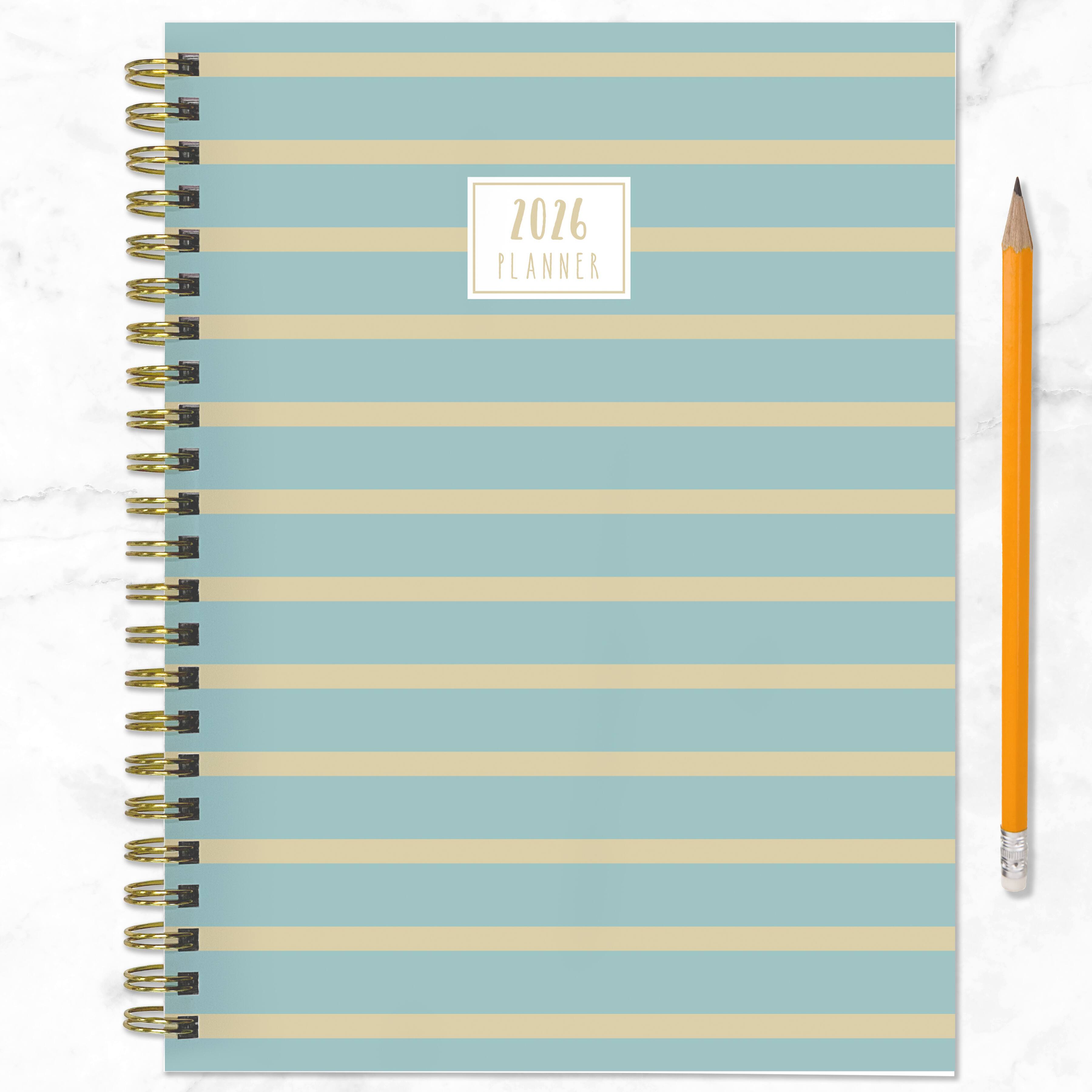 2026 Blue and Gold Lines Medium Weekly Monthly Planner