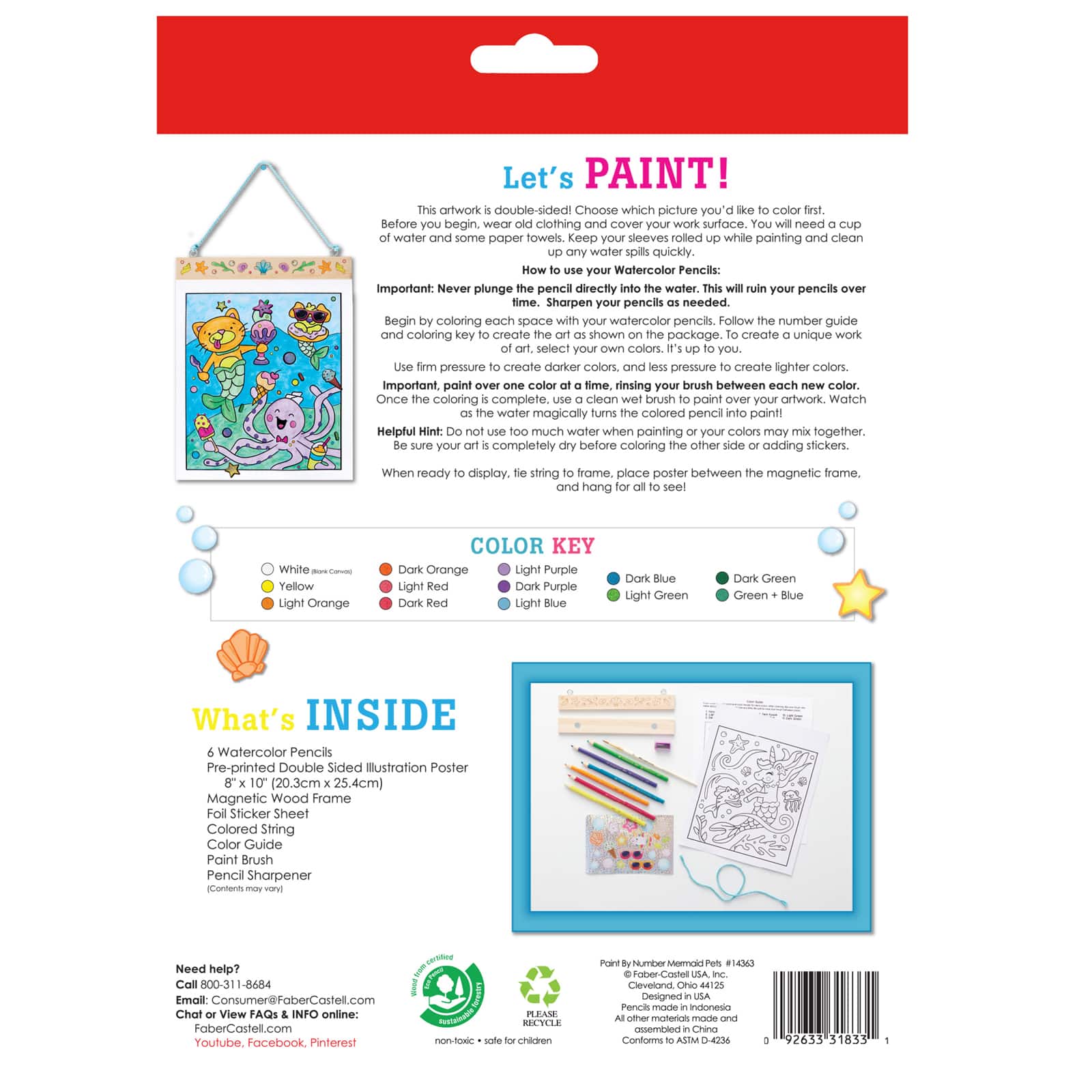 Faber-Castell&#xAE; Mermaid Pets Paint by Number Wall Art Kit