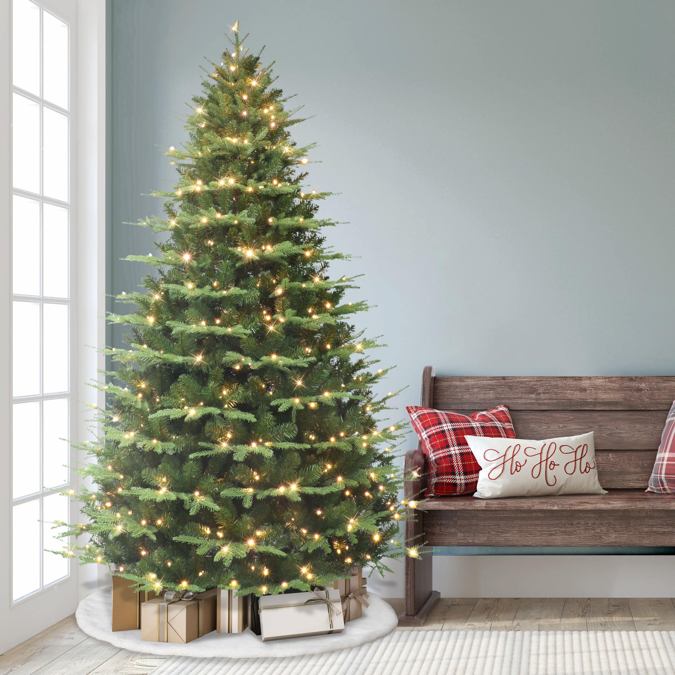 7.5ft. Pre-Lit Alaskan Winter Fir Artificial Christmas Tree, Dual-Color LED Lights