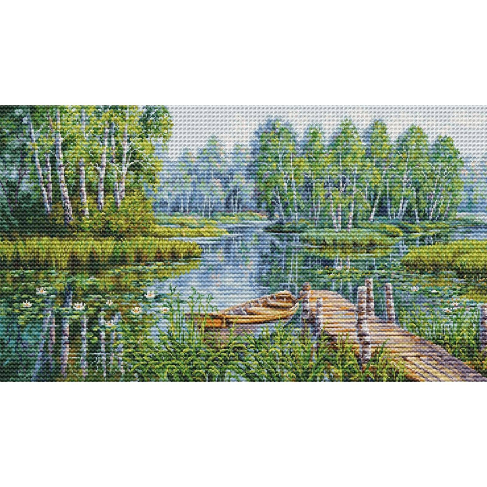 Luca-S Birches at the Edge of the Lake Counted Cross Stitch Kit