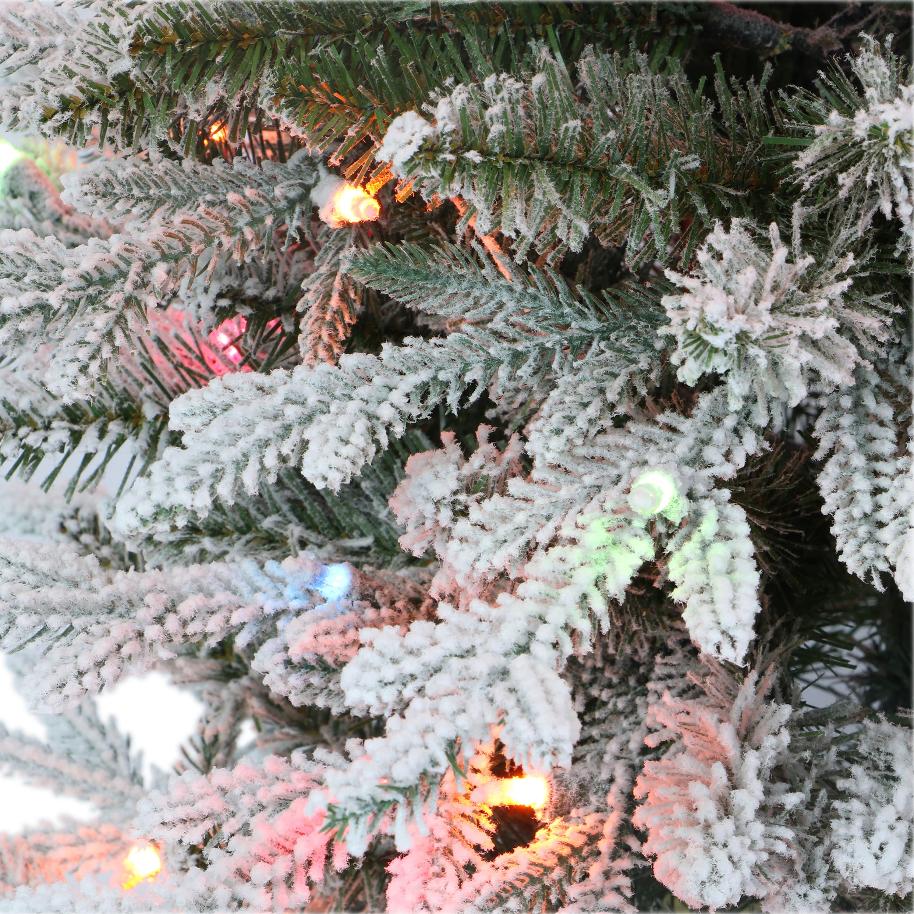 6 Pack: 4.5ft. Pre-Lit Flocked Arctic Fir Artificial Christmas Tree, Multicolor Lights