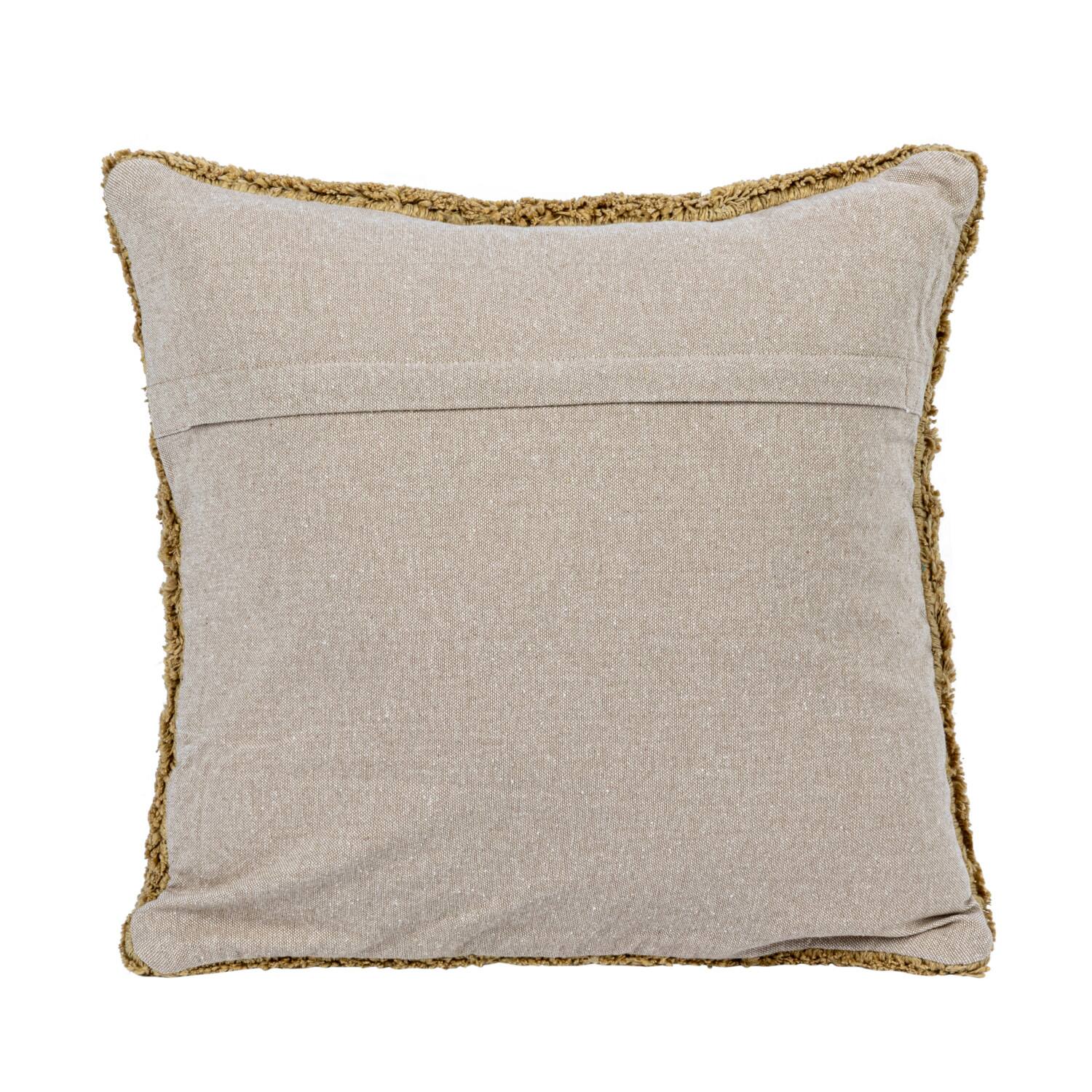Hello Honey® Mustard Cotton Tufted Pillow with Natural Chambray Back