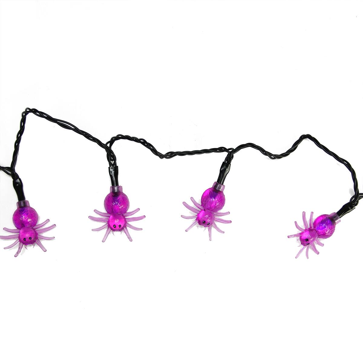 10ct. 4ft. Purple Spider LED Halloween Black Wire Lights