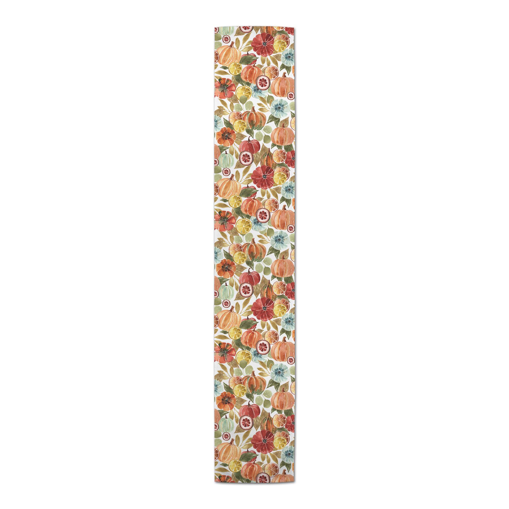 72&#x22; Harvest Watercolor Pumpkins Runner