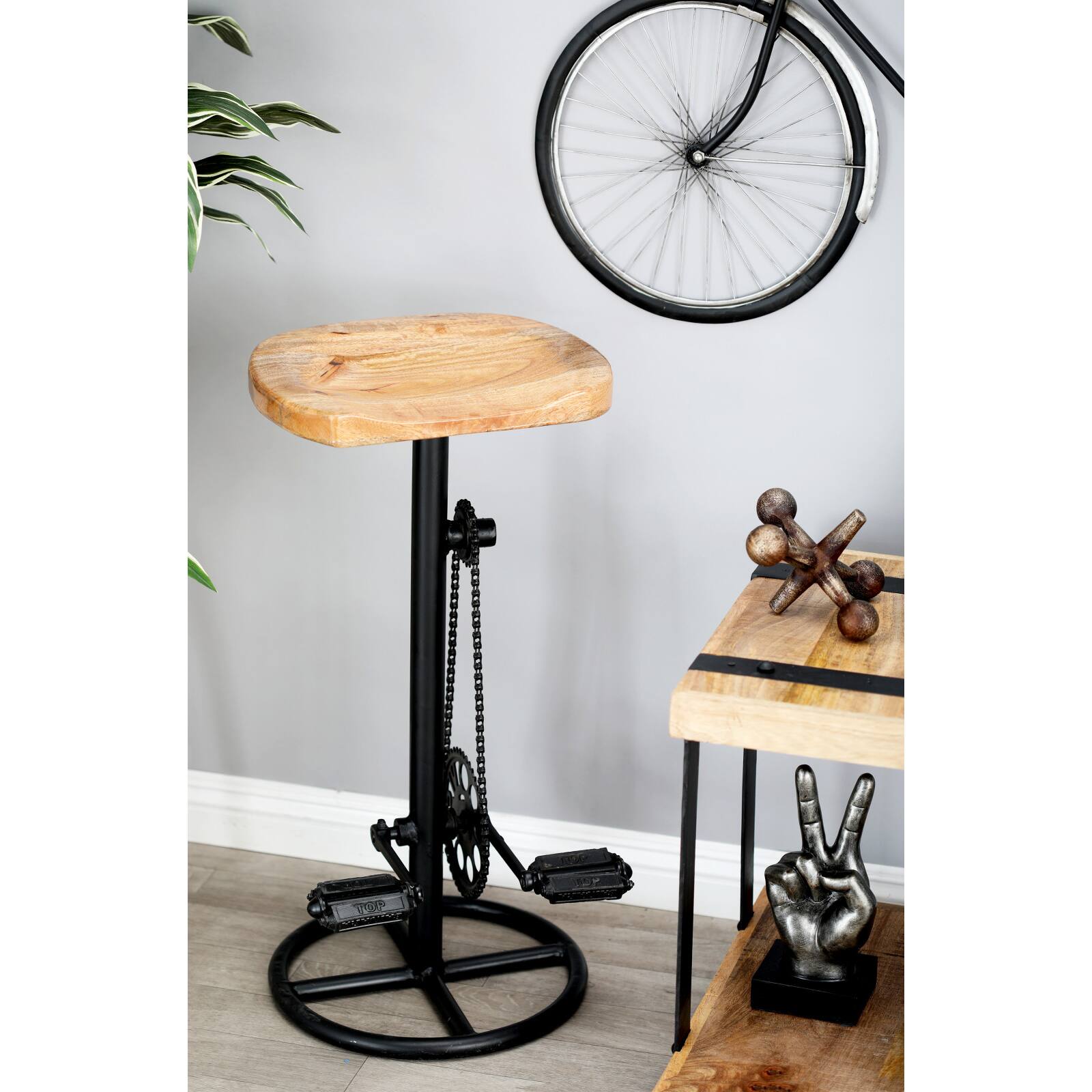 32" Brown Iron Industrial Bar Stool