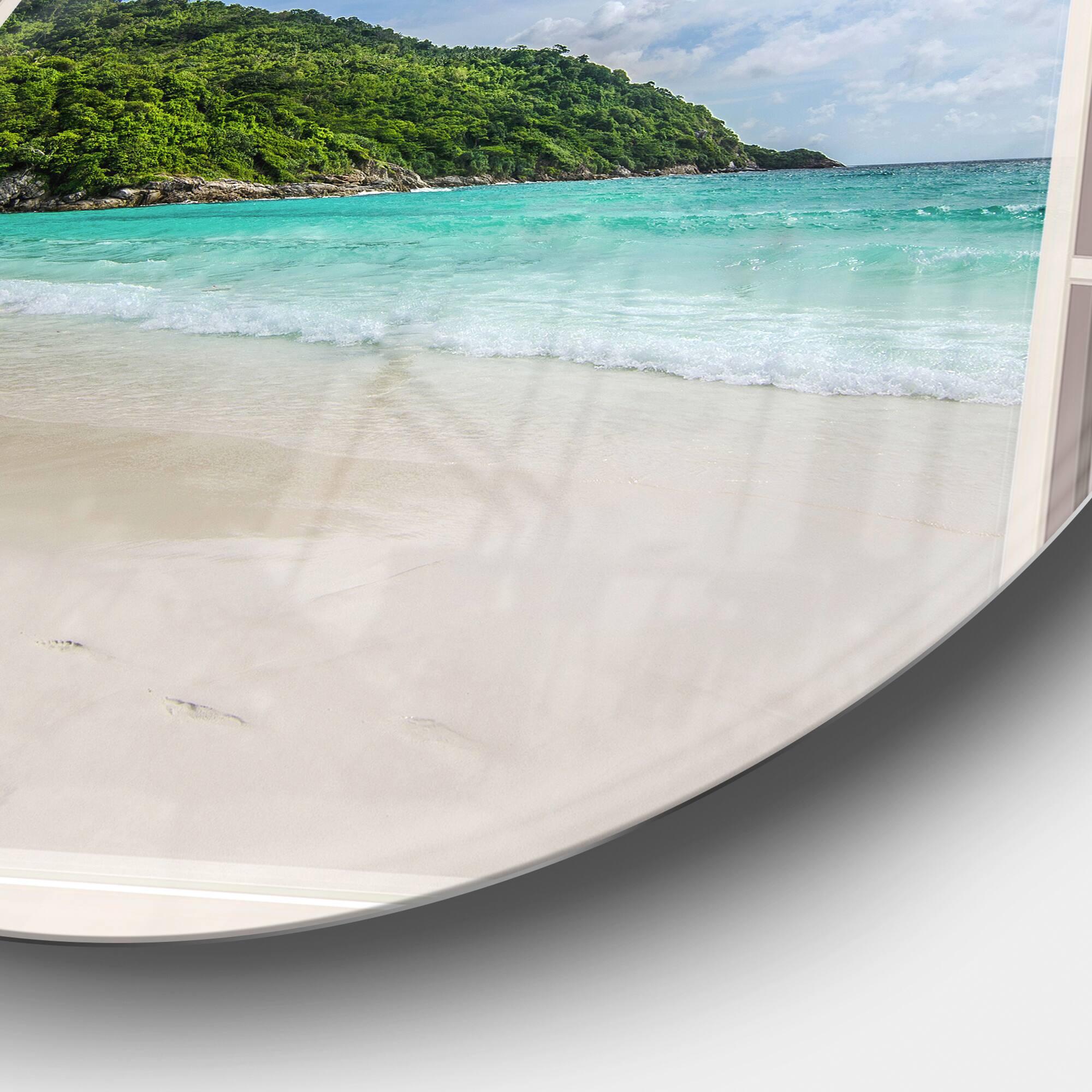 Designart - Open Window to Calm Seashore' Extra Large Seashore Metal Circle Wall Art