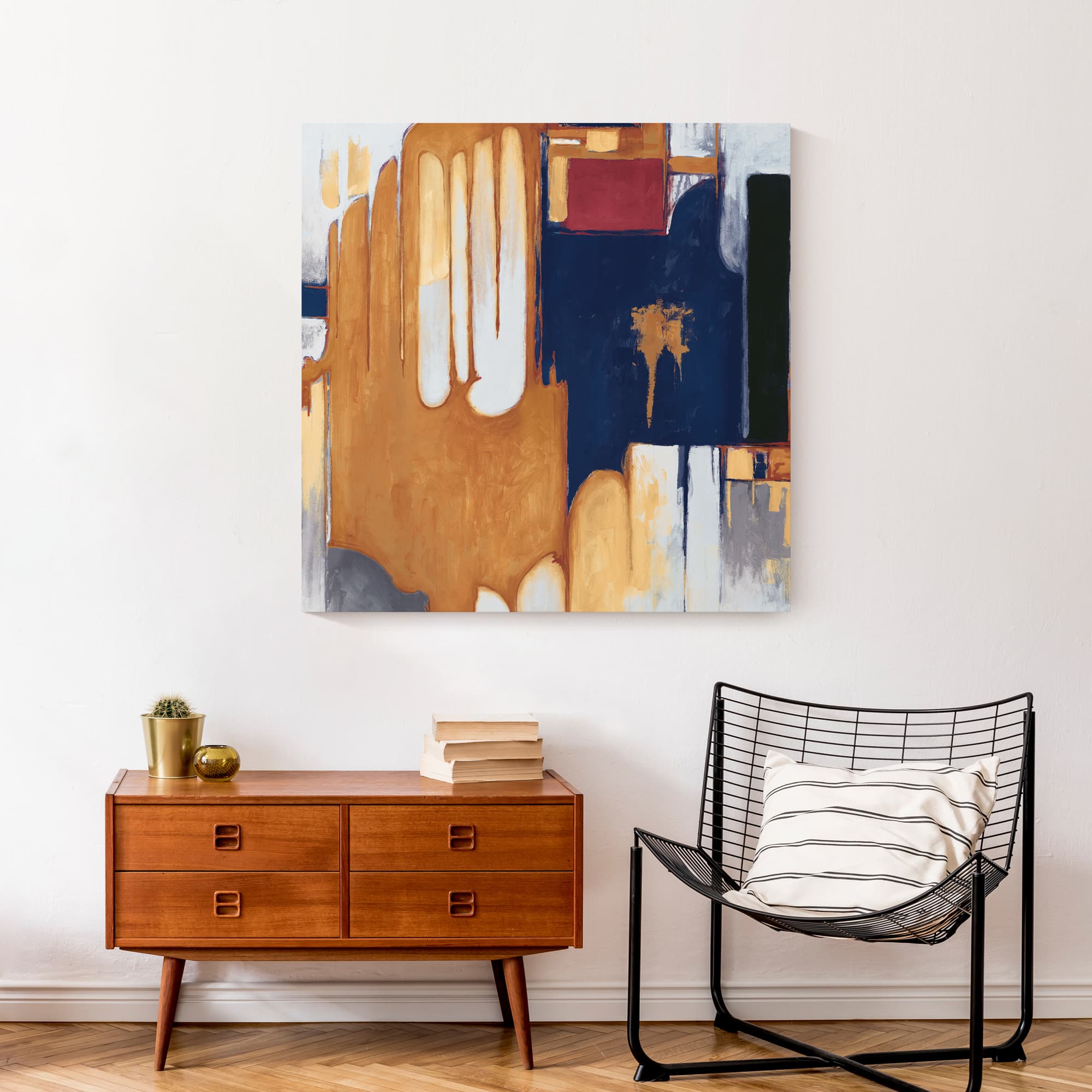 Orange Blue Abstract 30&#x22; x 30&#x22; Canvas Wall Art