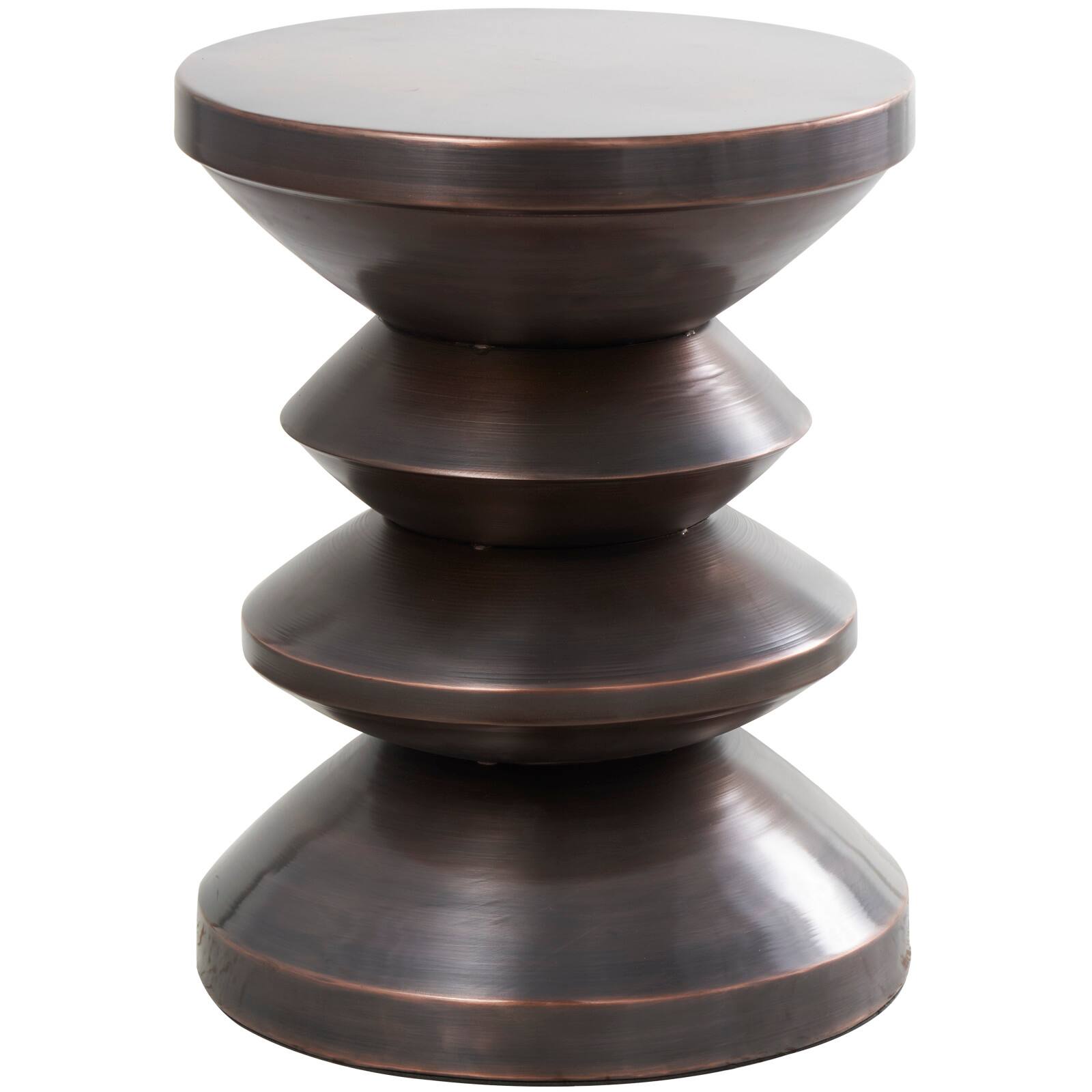 18" Copper Metal Art Deco Inspired Accent Table