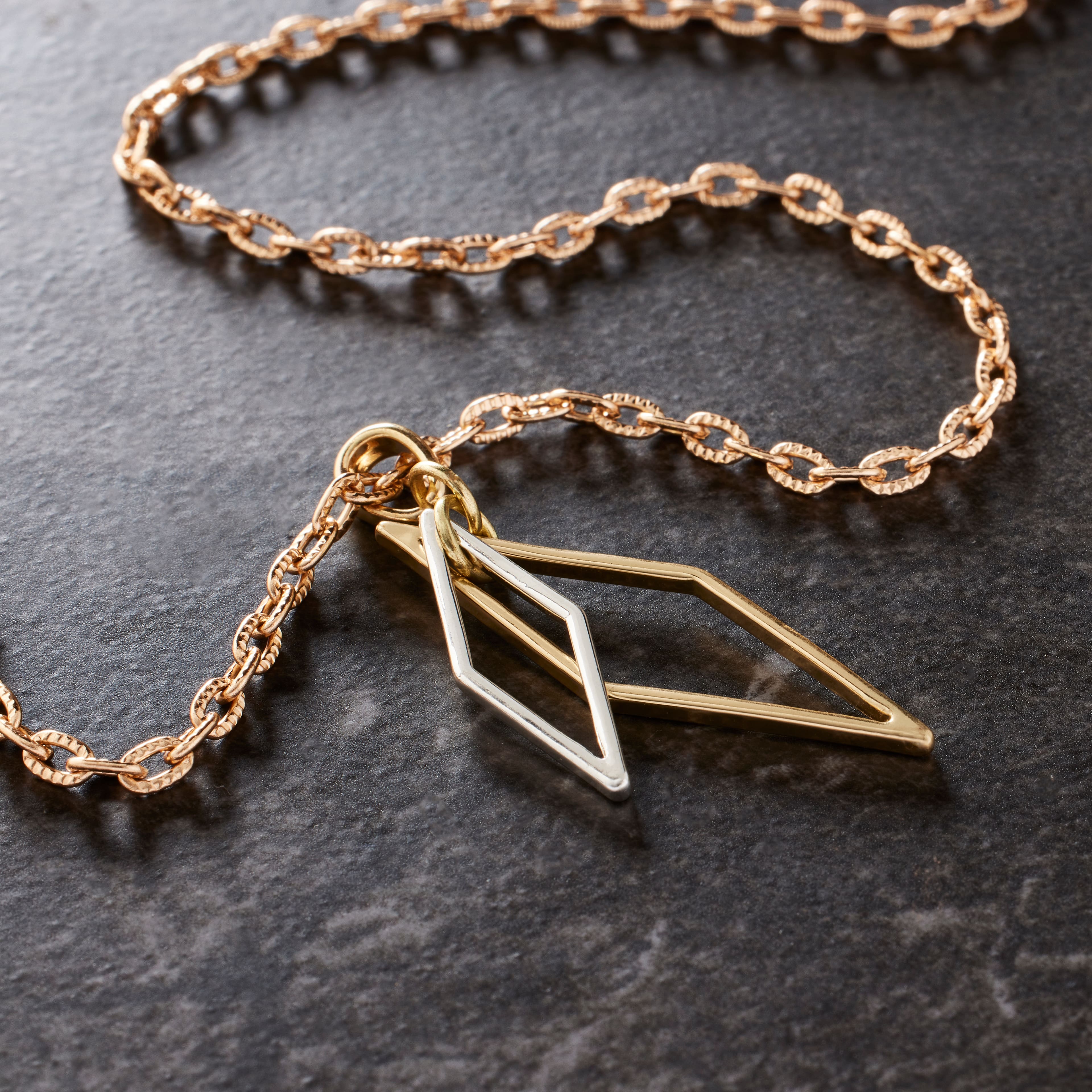 Gold &#x26; Silver Diamond Overlap Pendant by Bead Landing&#x2122;