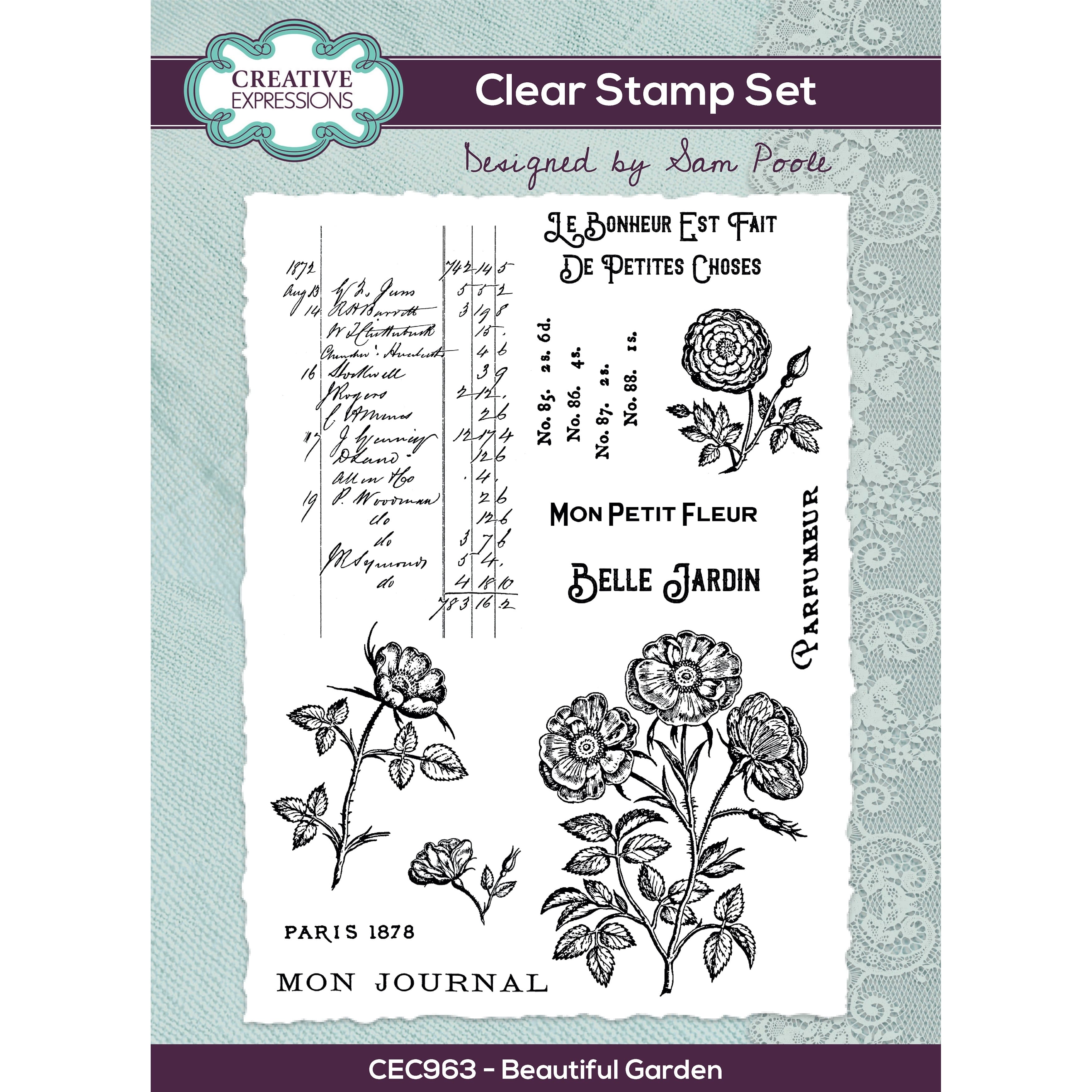 Creative Expressions by Sam Poole Beautiful Garden Clear Stamp Set