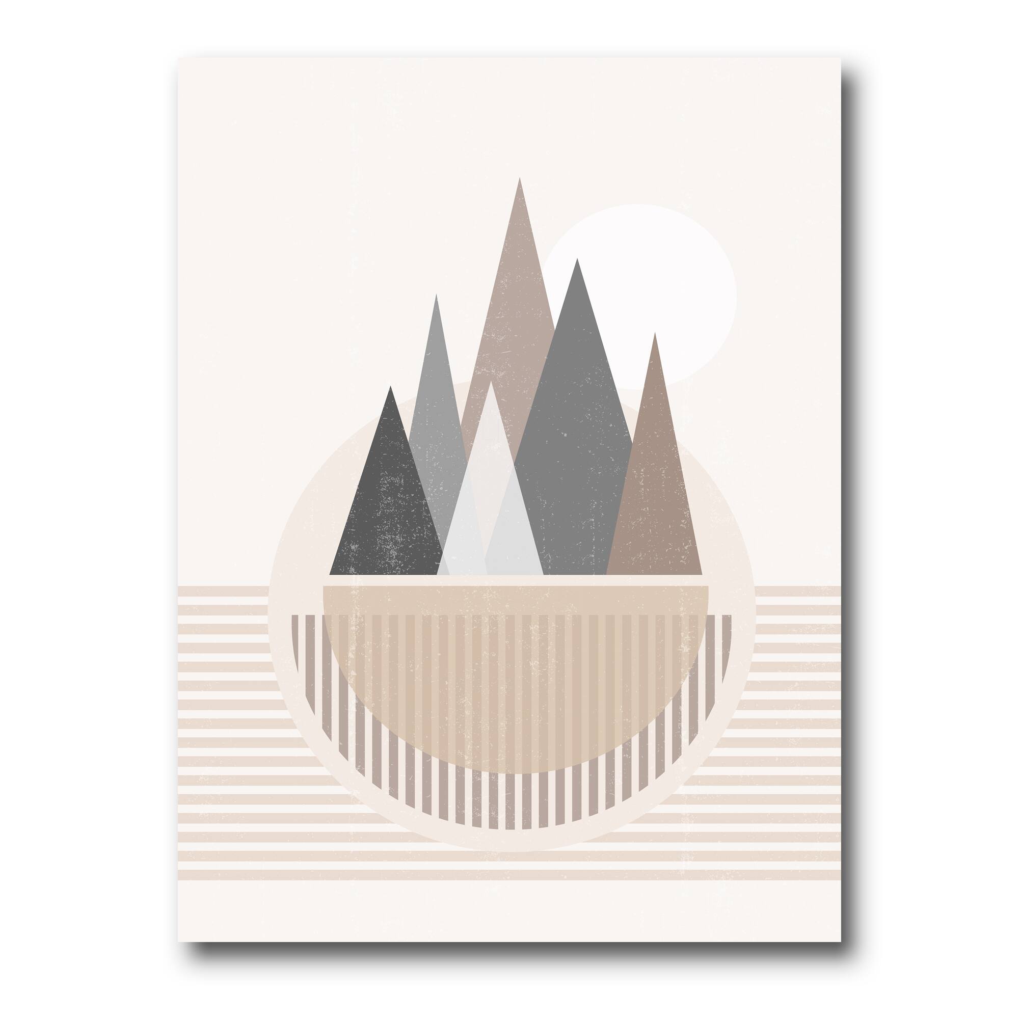 Designart - Abstract Sun and Moon In Mountains III - Modern Canvas Wall Art Print