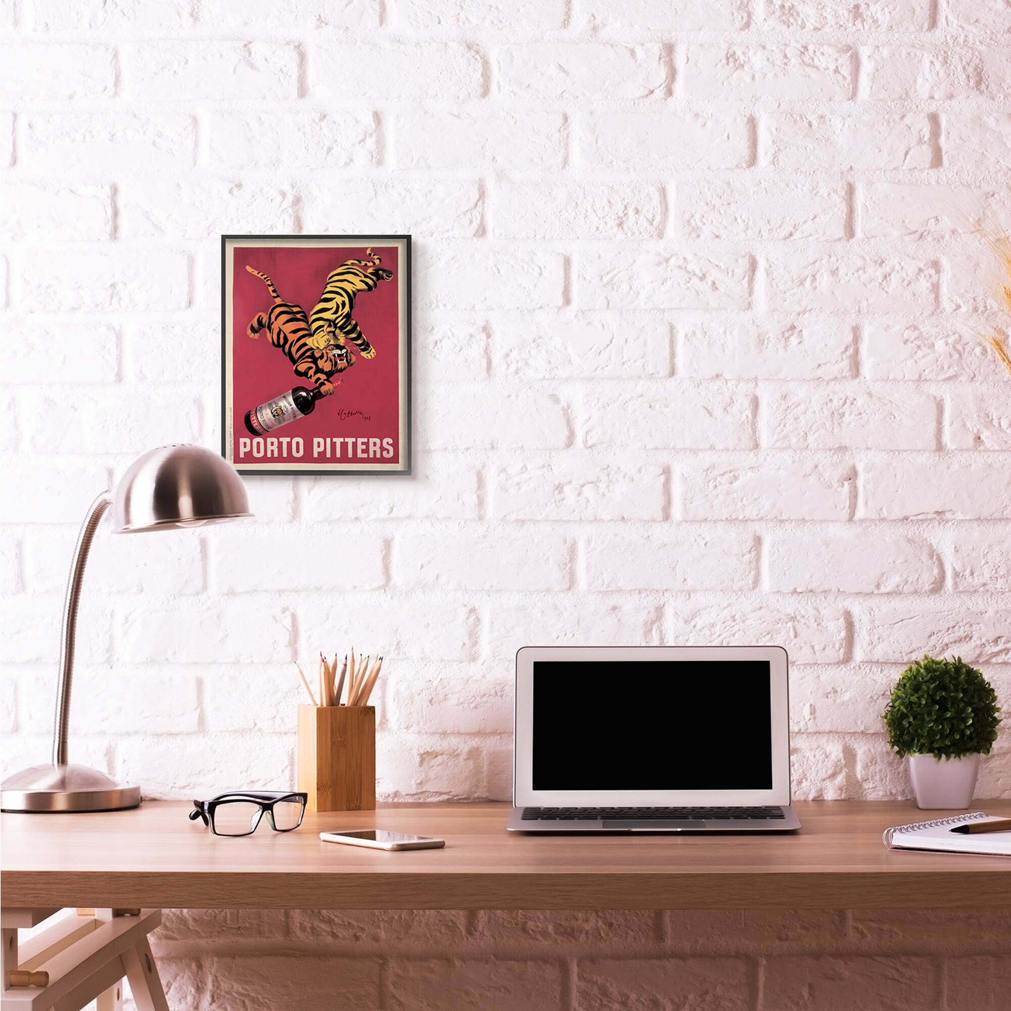 Stupell Industries Porto Pitters Vintage Poster in Black Frame Wall Art