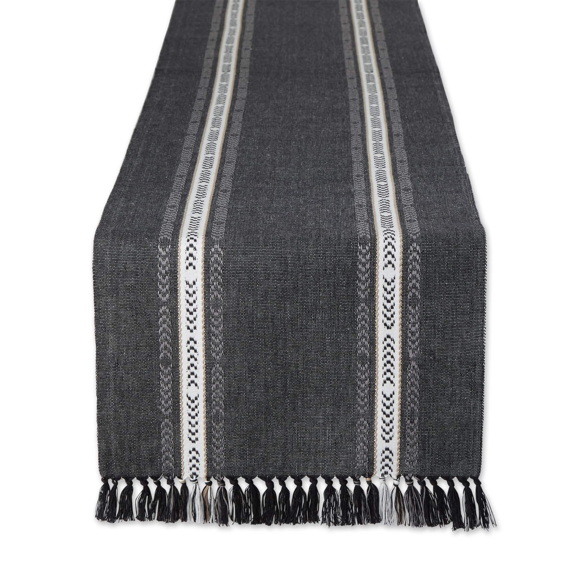 DII® 72" Dobby Striped Fringe Ribbed Table Runner