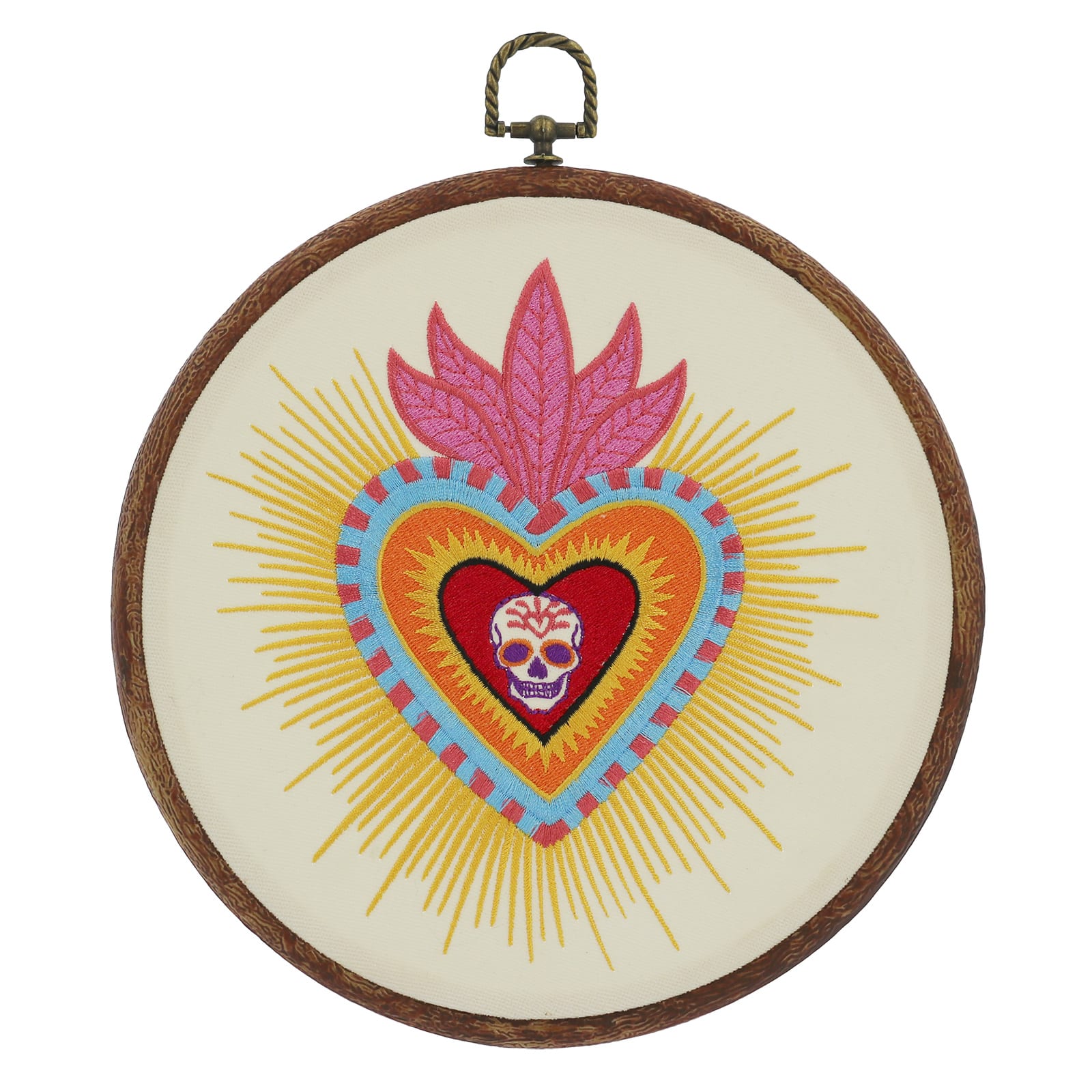 9.75&#x22; Day of the Dead Sacred Heart Wall D&#xE9;cor in Embroidery Hoop by Ashland&#xAE;