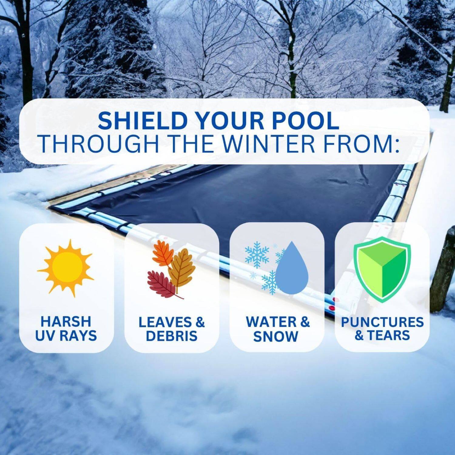 Swim Central 45ft. Blue Inground Rectangular Swimming Pool Winter Cover