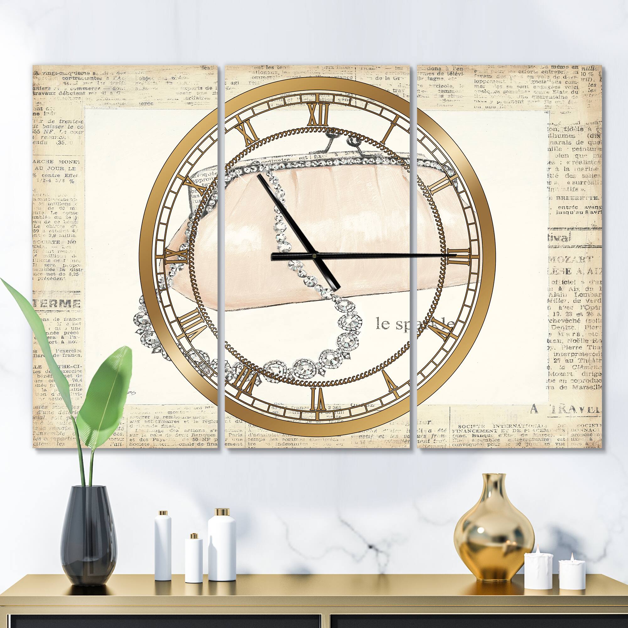 Designart &#x27;Chic Galm Closet Ii Traditional Multipanel Wall Clock