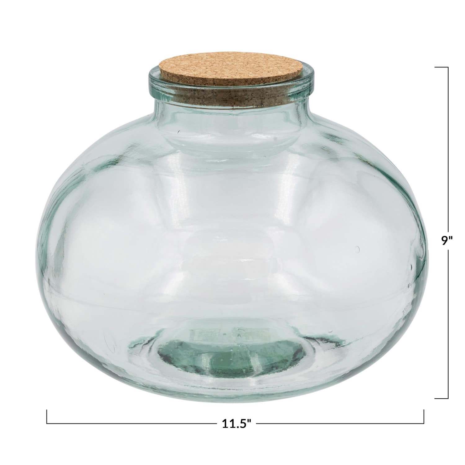 Hello Honey® 9" Round Clear Reclaimed Glass Jar with Cork Lid