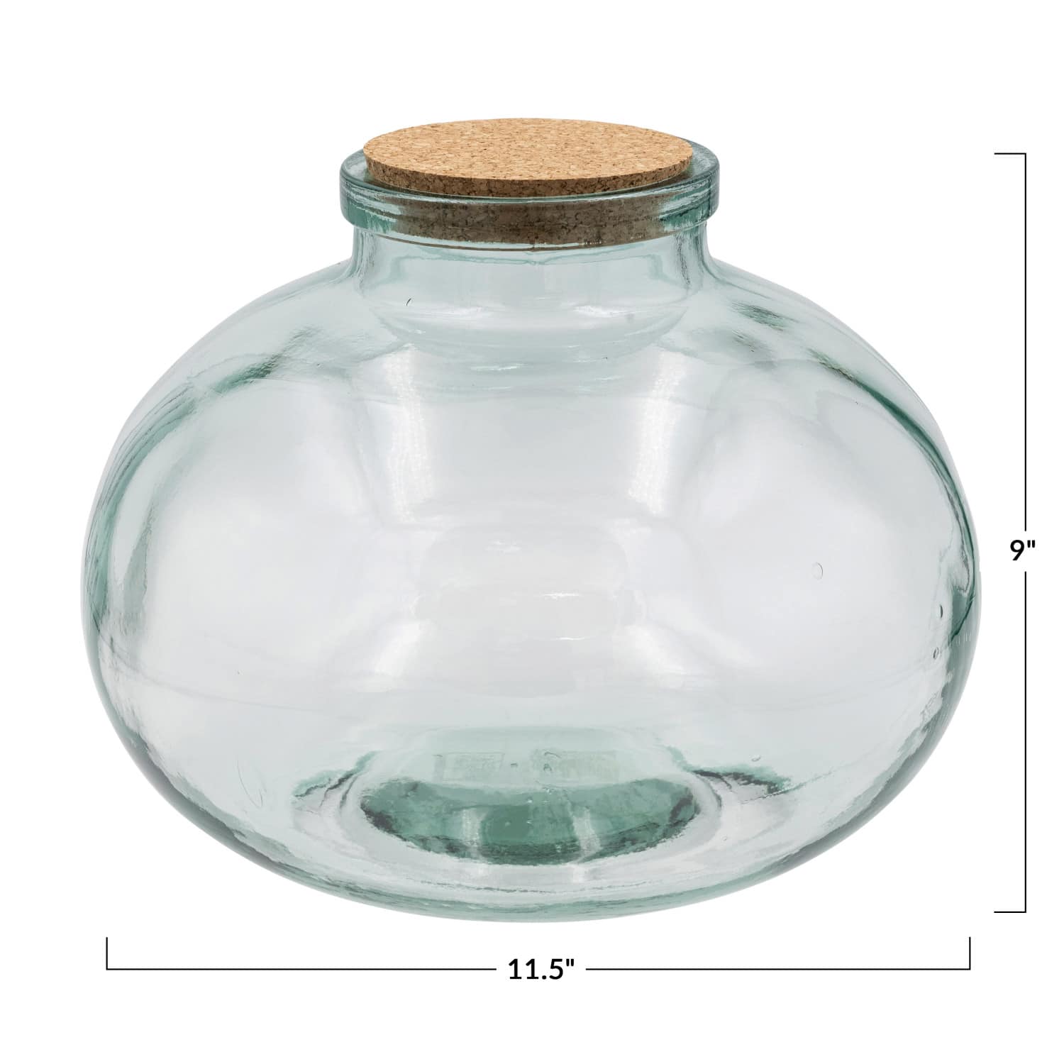 9&#x22; Round Clear Reclaimed Glass Jar with Cork Lid