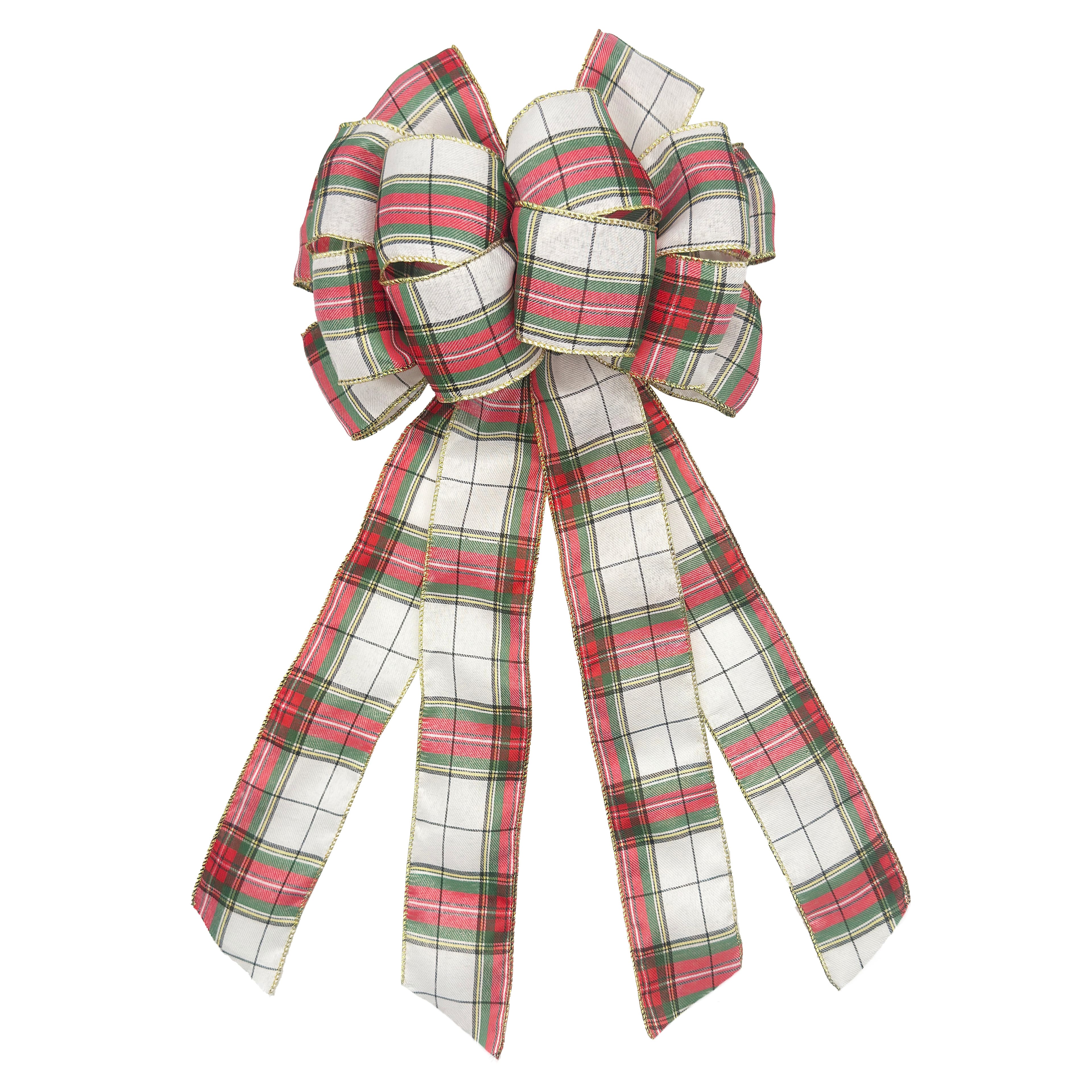 20.5&#x22; Green &#x26; Natural Plaid Tree Bow by Celebrate It&#xAE;