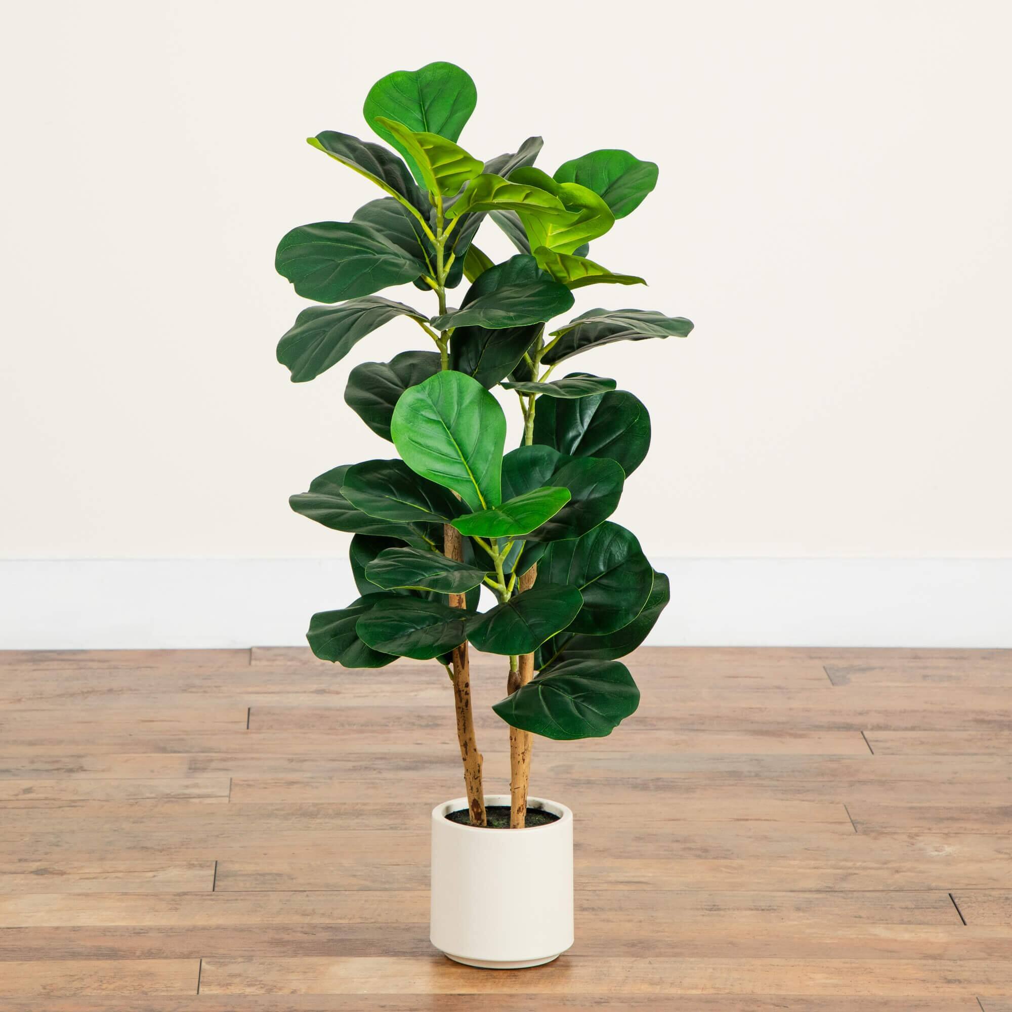 3ft. Artificial Fiddle Leaf Tree in Decorative White Planter