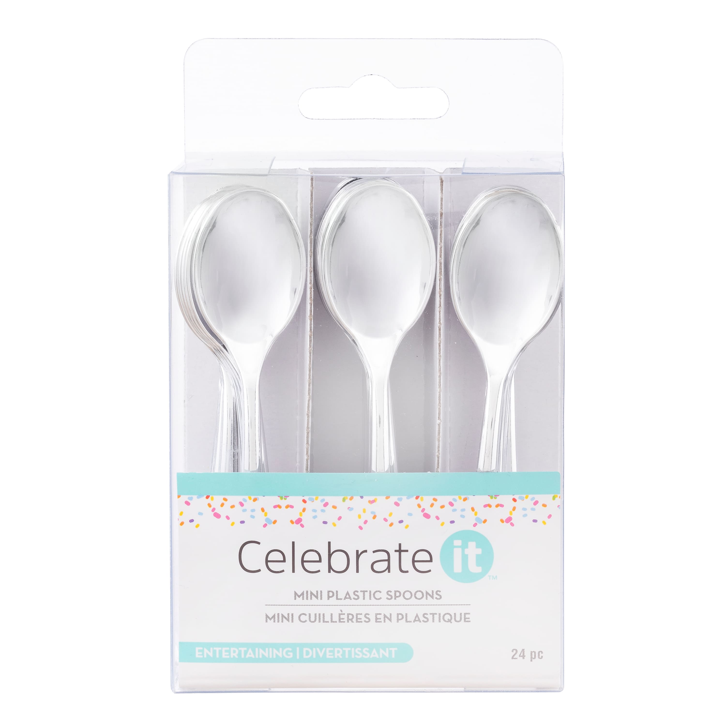 12 Packs: 24 ct. (288 total) Silver Plastic Mini Spoons by Celebrate It&#x2122;