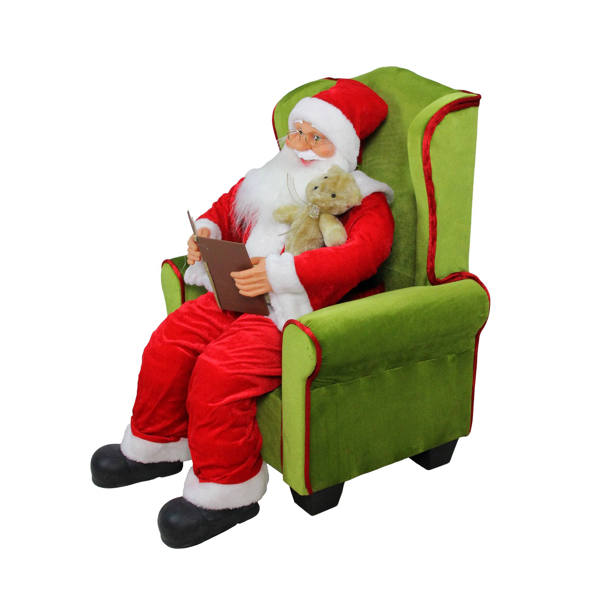 32&#x22; Santa Claus Sitting in Green Arm Chair Christmas Figure