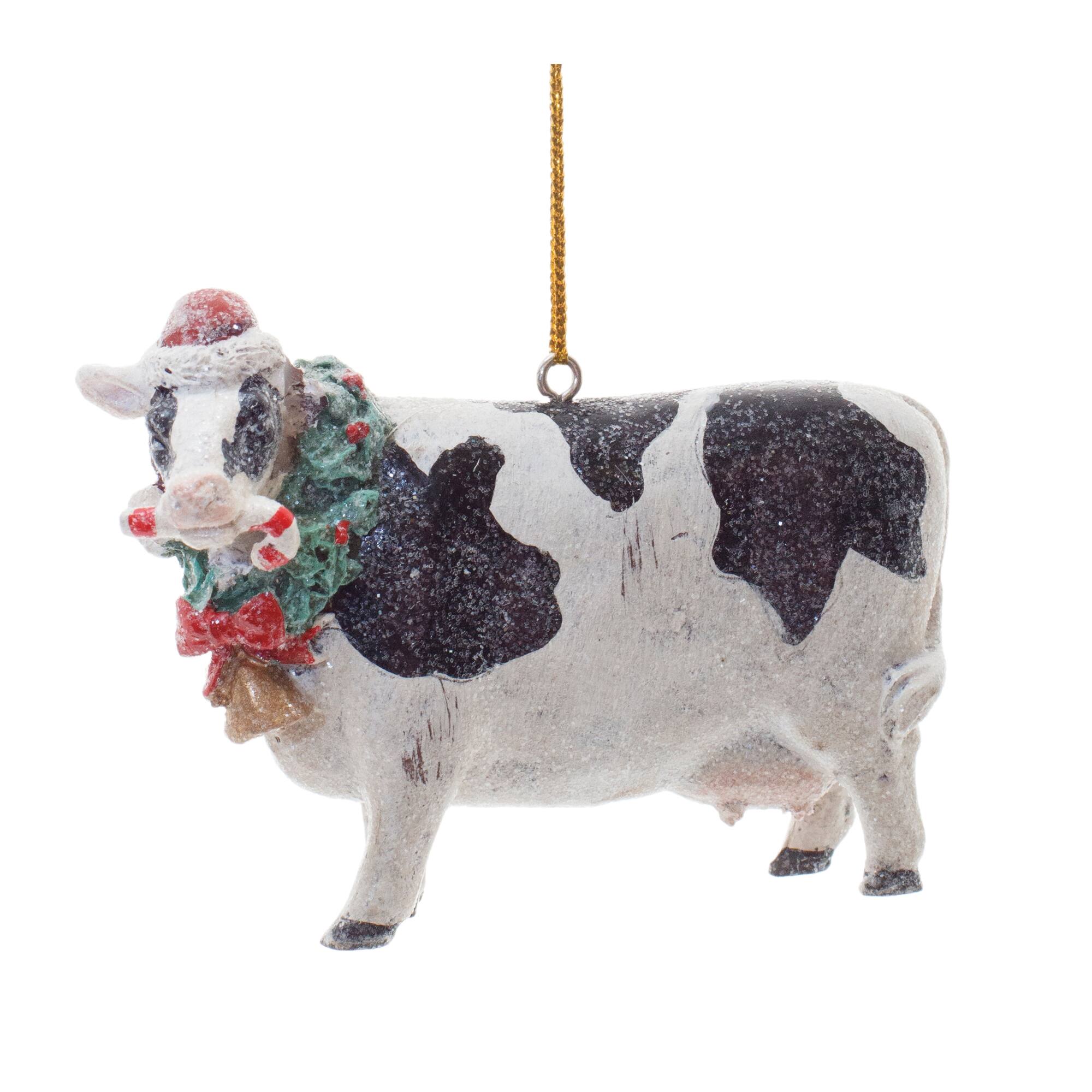 3.5&#x22; Glittered Holiday Farm Animal Ornament Set