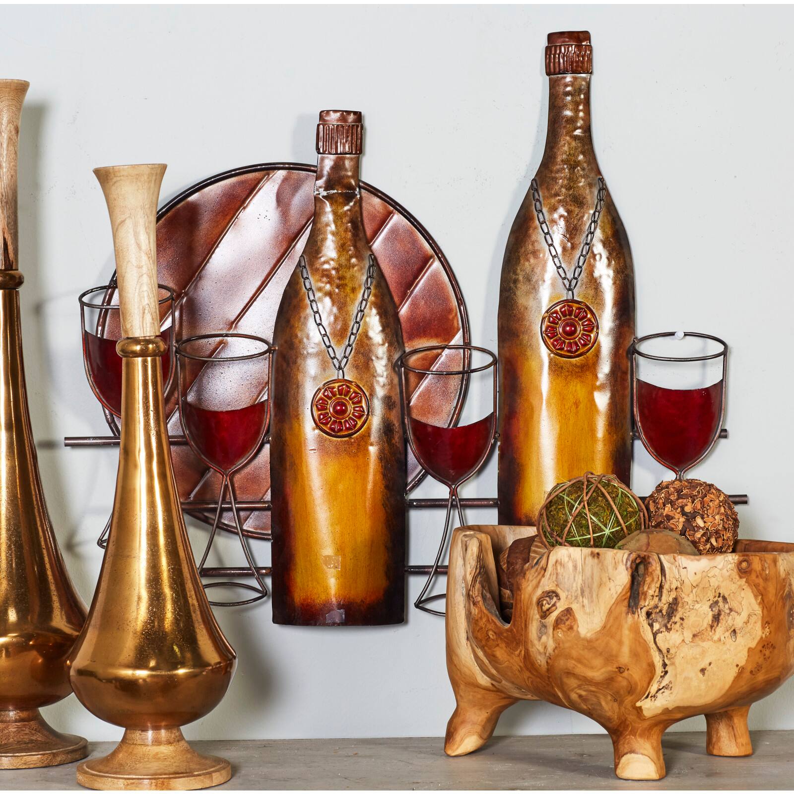 Multicolored Traditional Wine Bar Metal Wall D&#xE9;cor