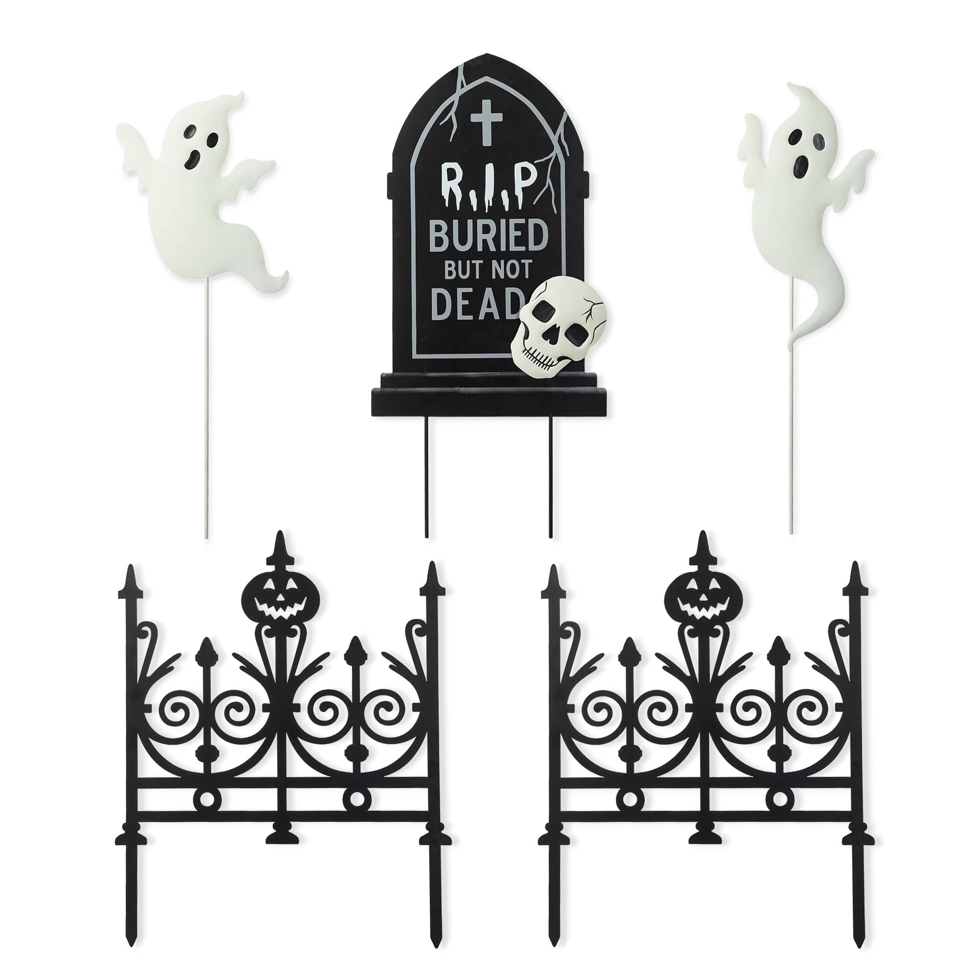 Glitzhome&#xAE; 24&#x22; 5-Piece Halloween Metal Graveyard Yard Stake Set
