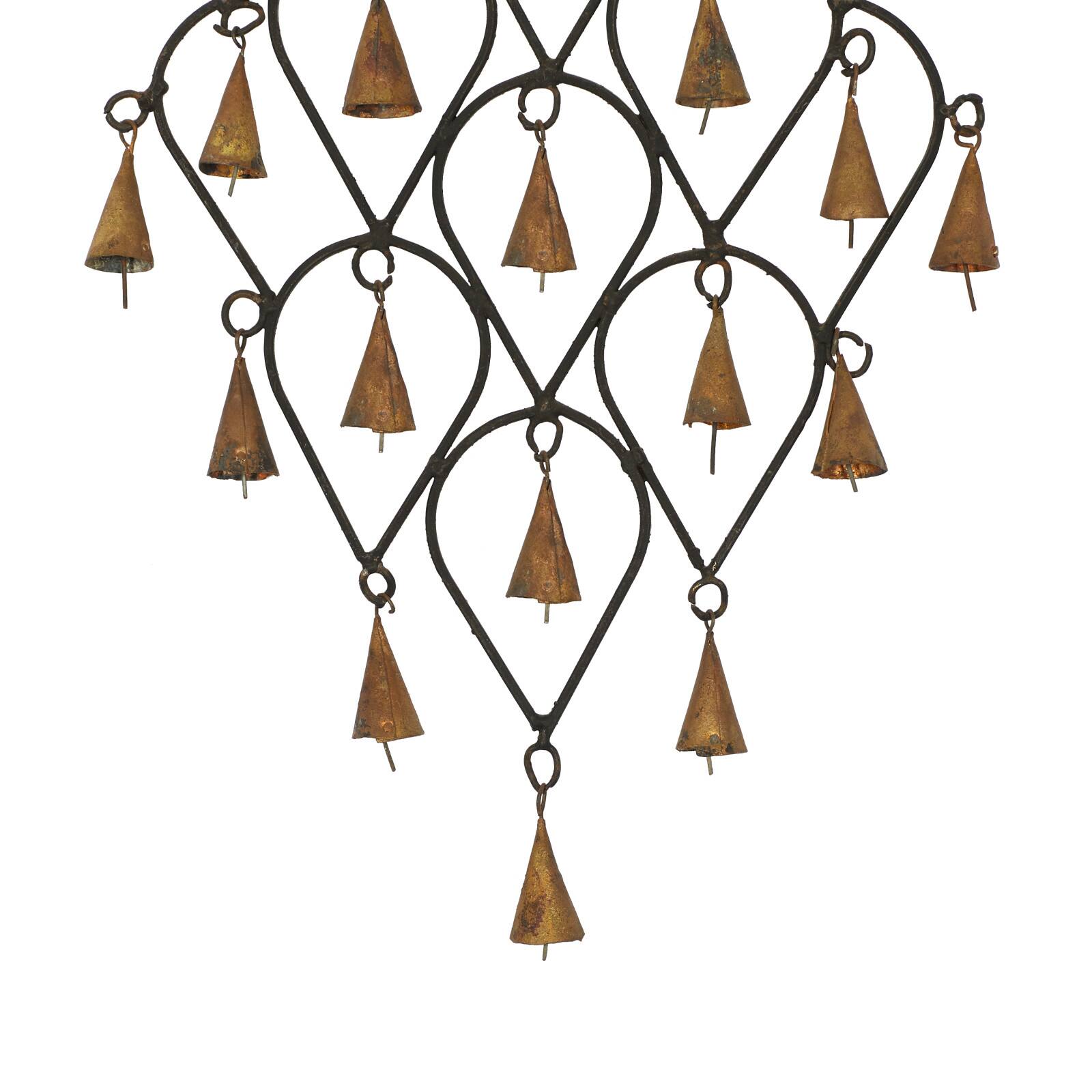 18&#x22; Brass Metal Eclectic Hoops Wind Chime