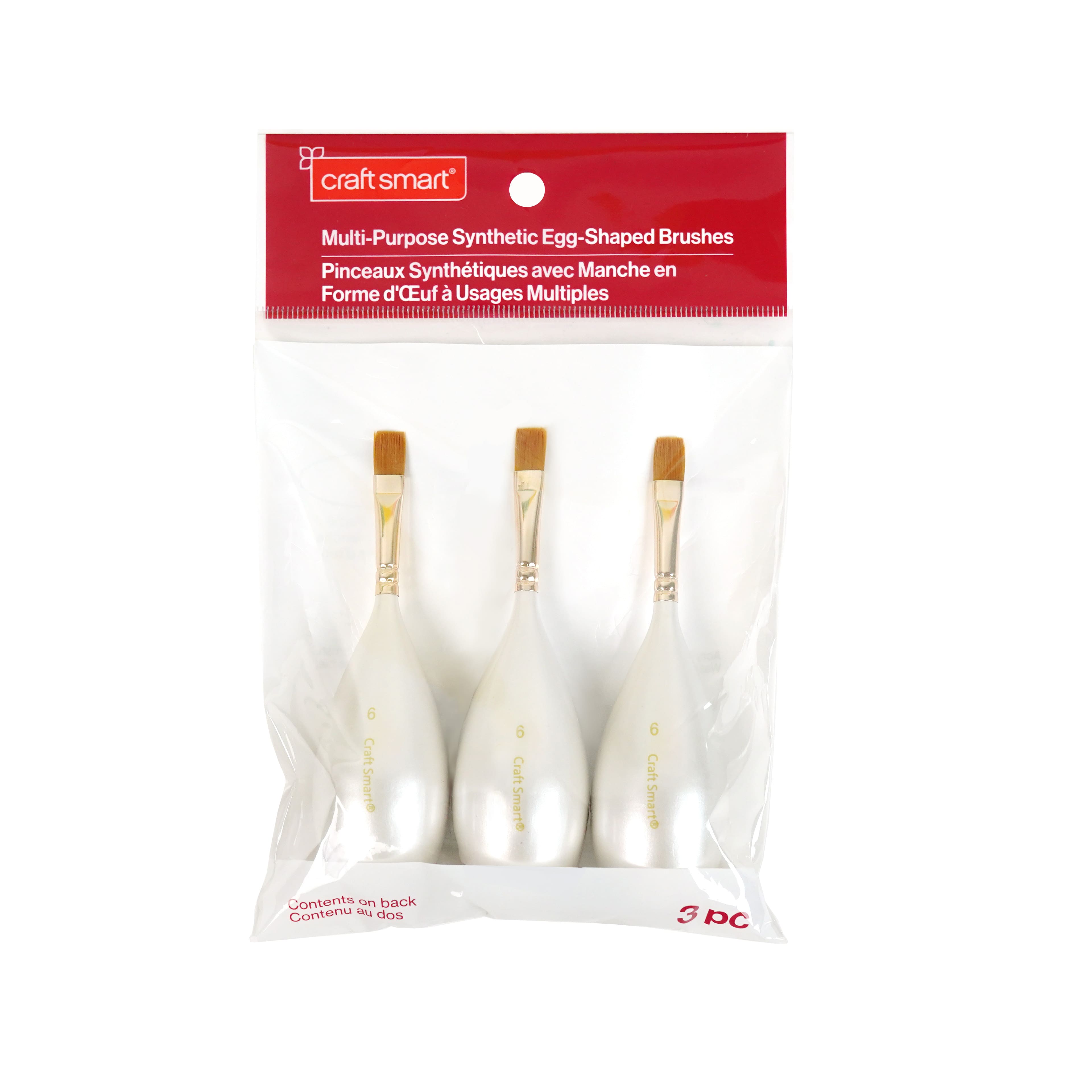 Size 6 Flat Multipurpose Synthetic Brushes with Egg Shaped Handles, 3ct. by Craft Smart®